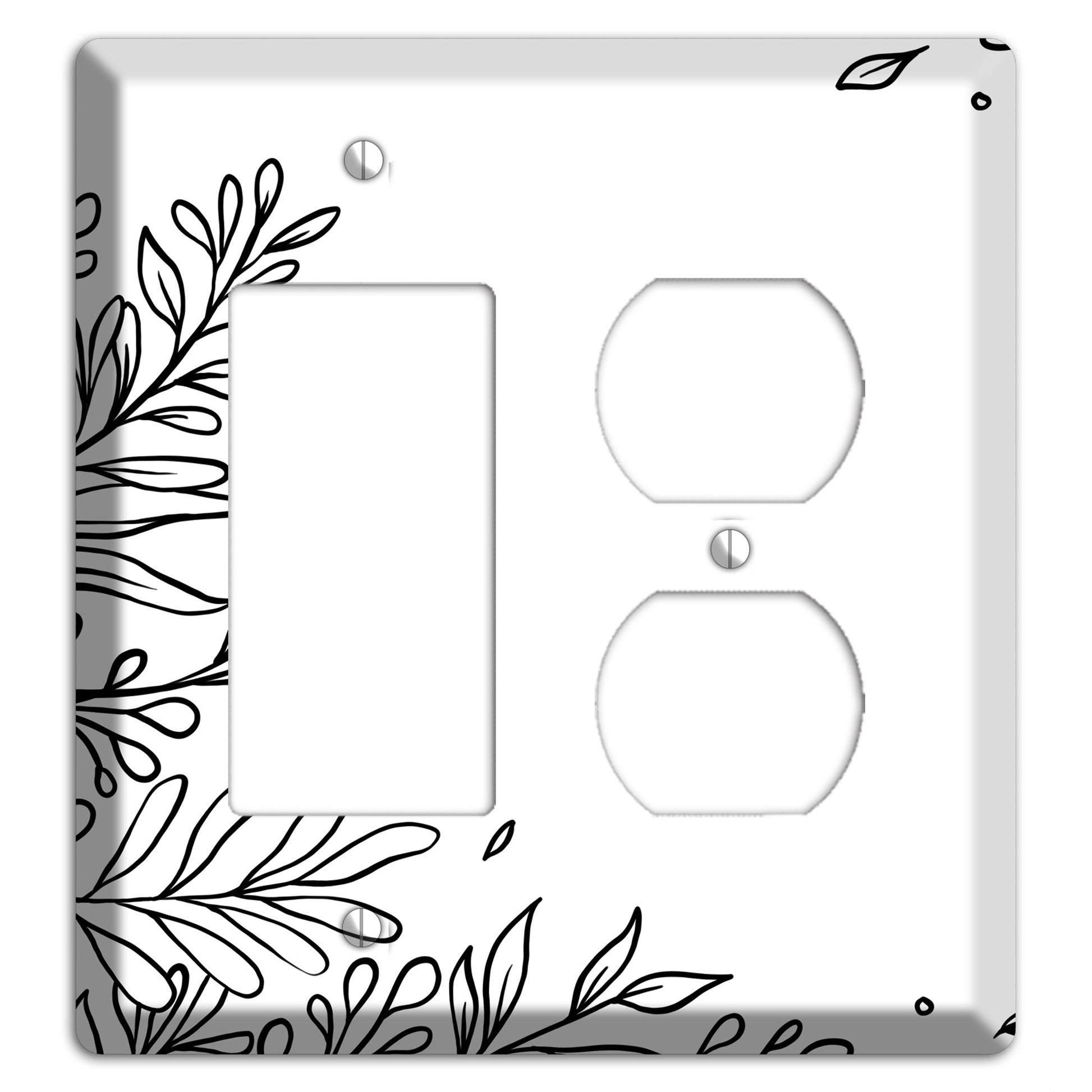 Hand-Drawn Floral 8 Rocker / Duplex Wallplate