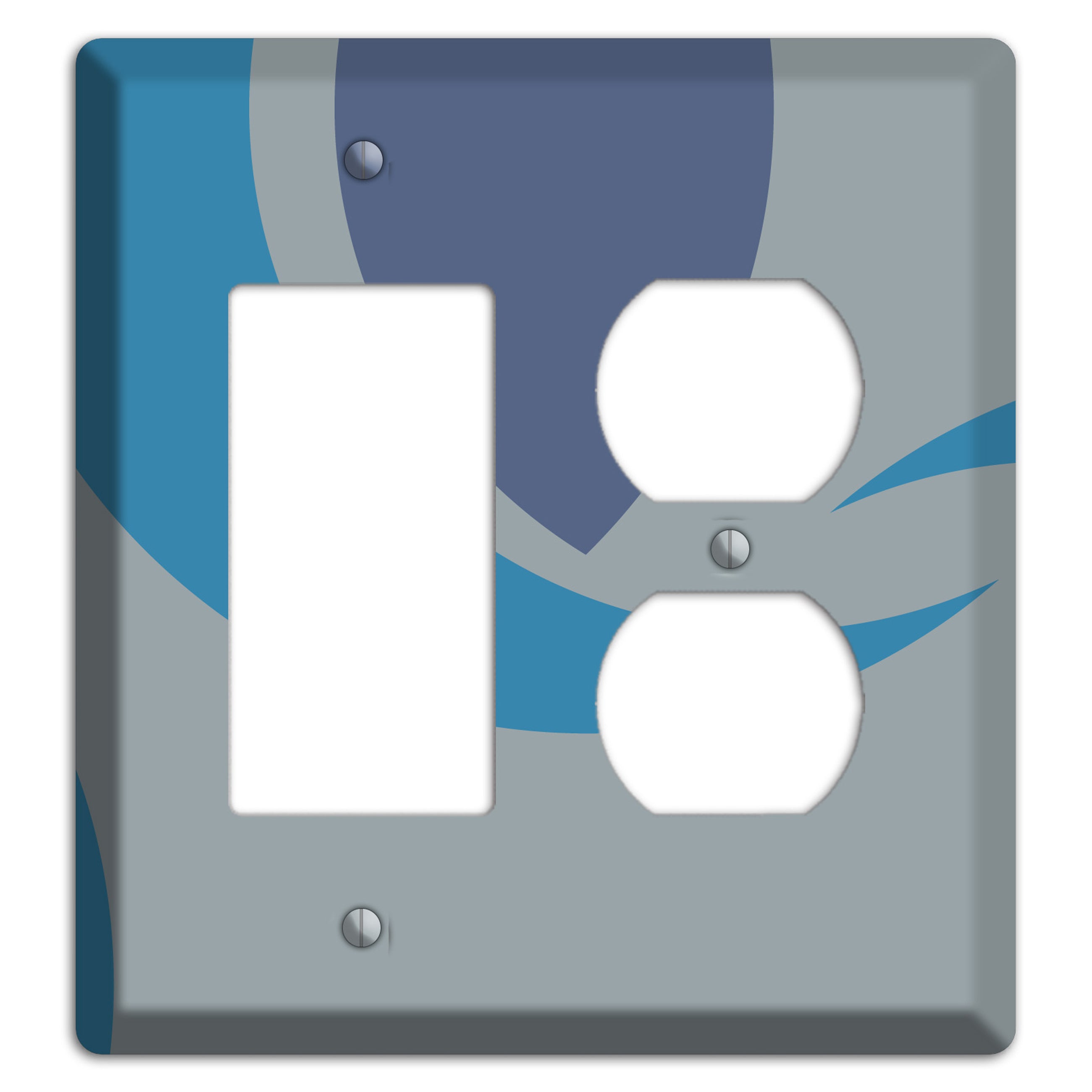 Grey and Blue Abstract Rocker / Duplex Wallplate
