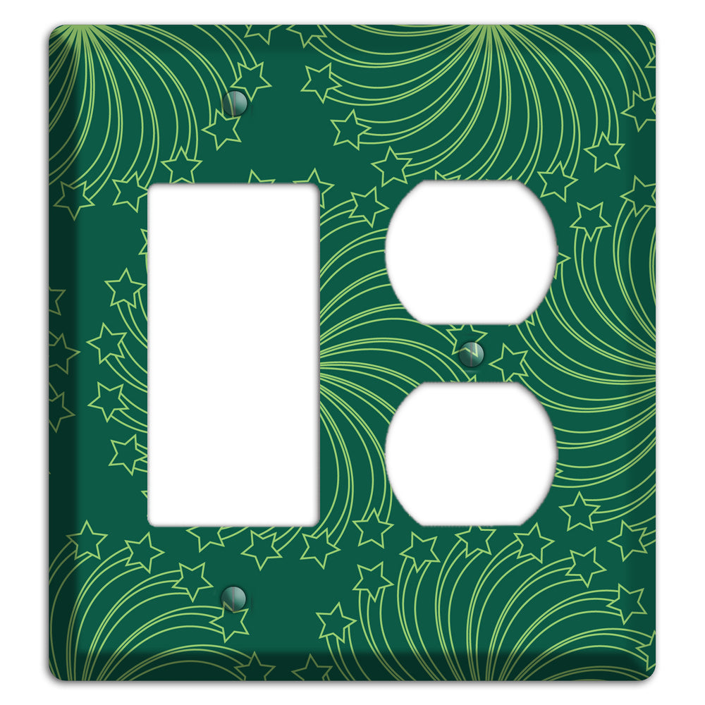Multi Green Star Swirl Rocker / Duplex Wallplate