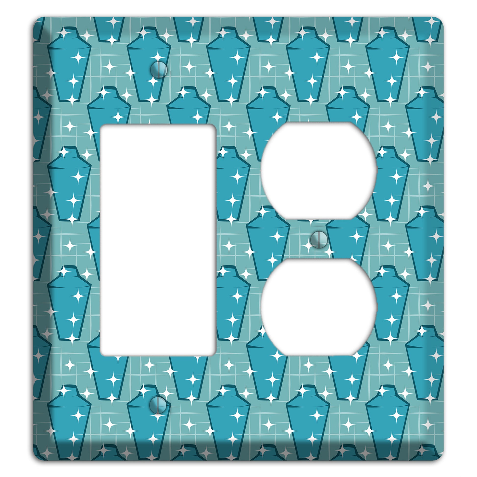 Retro Cocktail Shakers Rocker / Duplex Wallplate