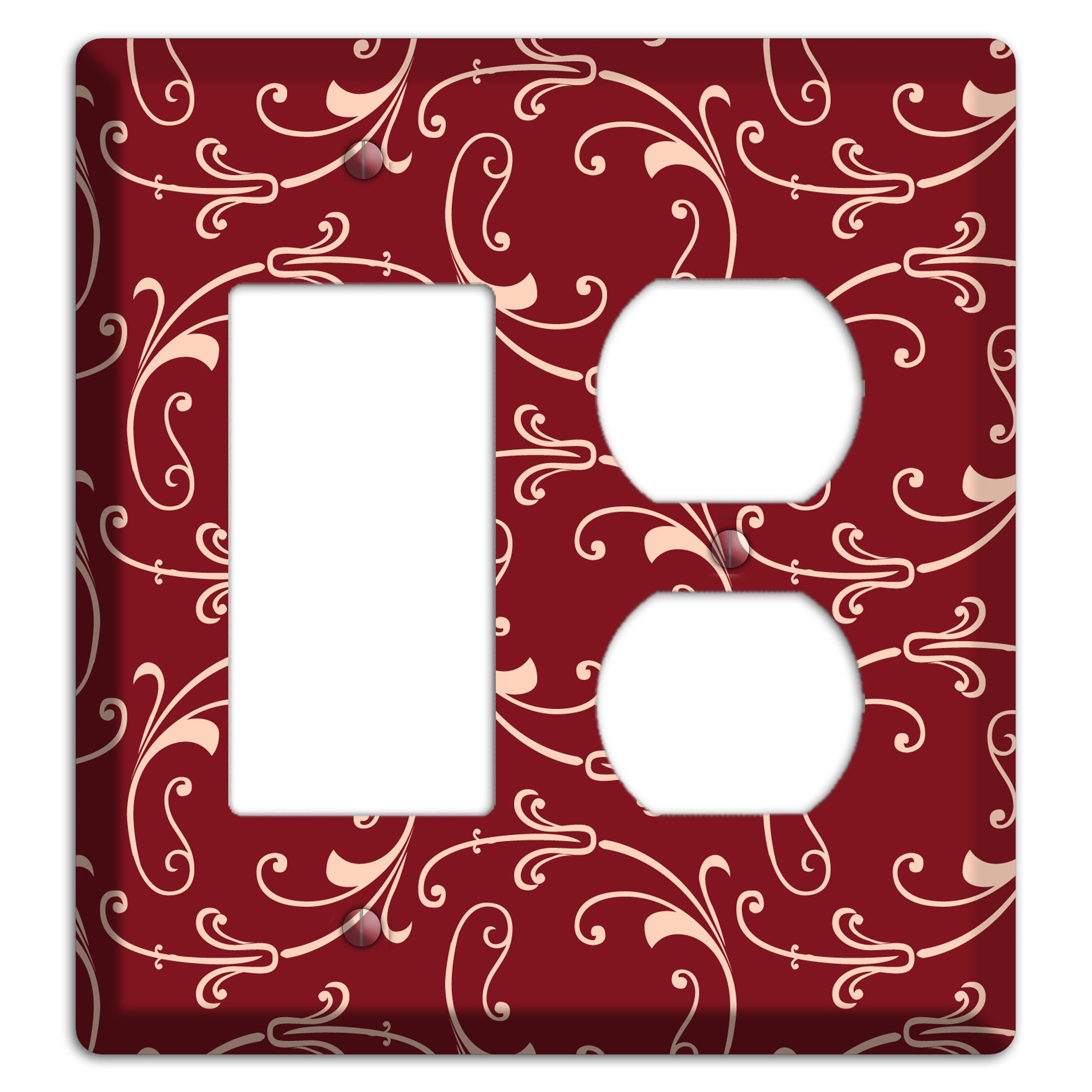 Burgundy Victorian Sprig Rocker / Duplex Wallplate