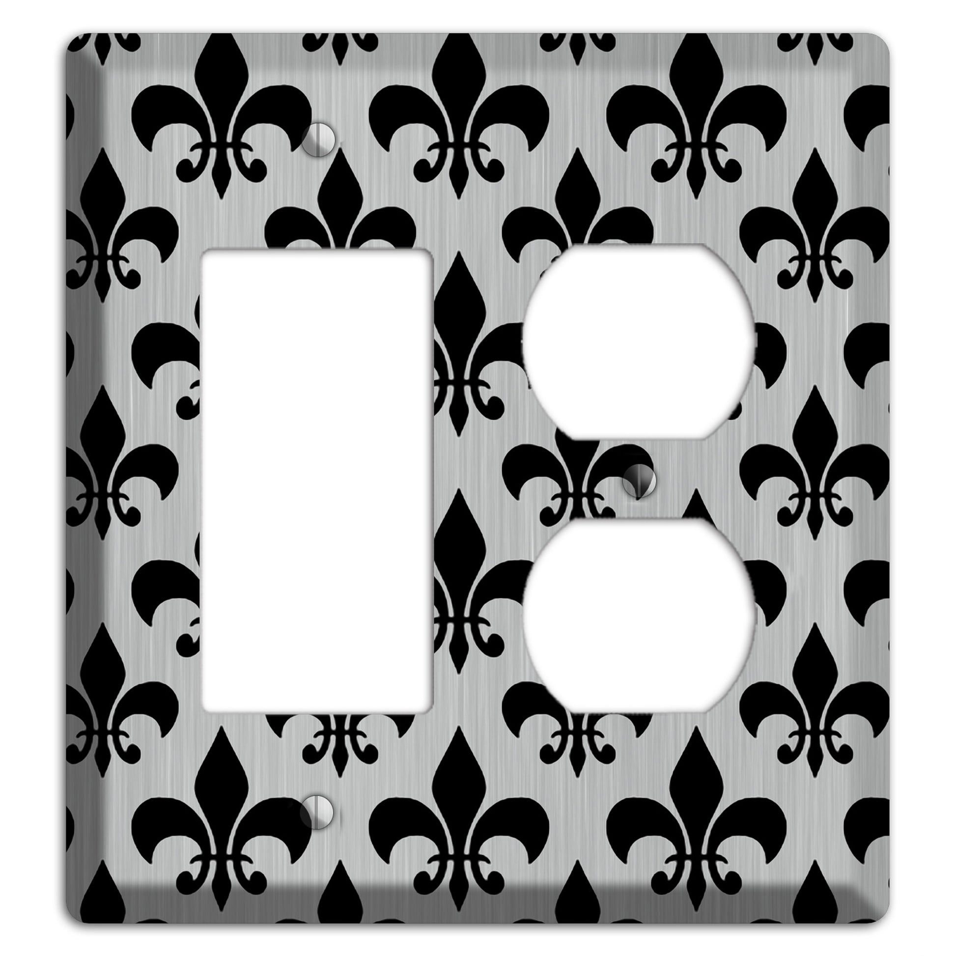Fleur de Lis Stainless Rocker / Duplex Wallplate
