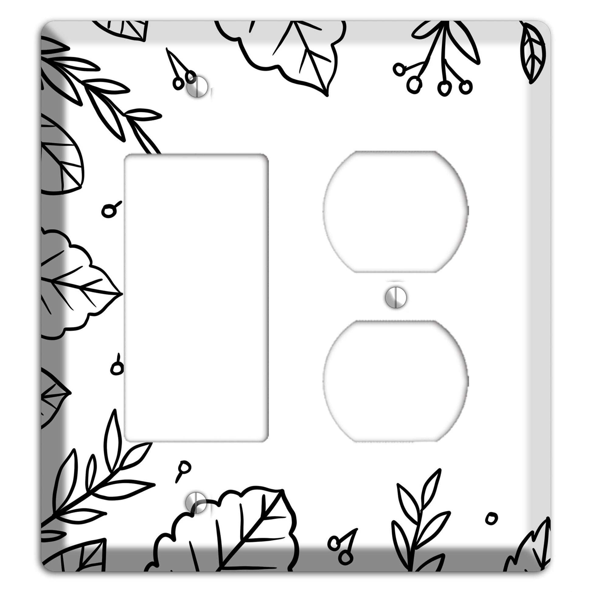 Hand-Drawn Floral 34 Rocker / Duplex Wallplate