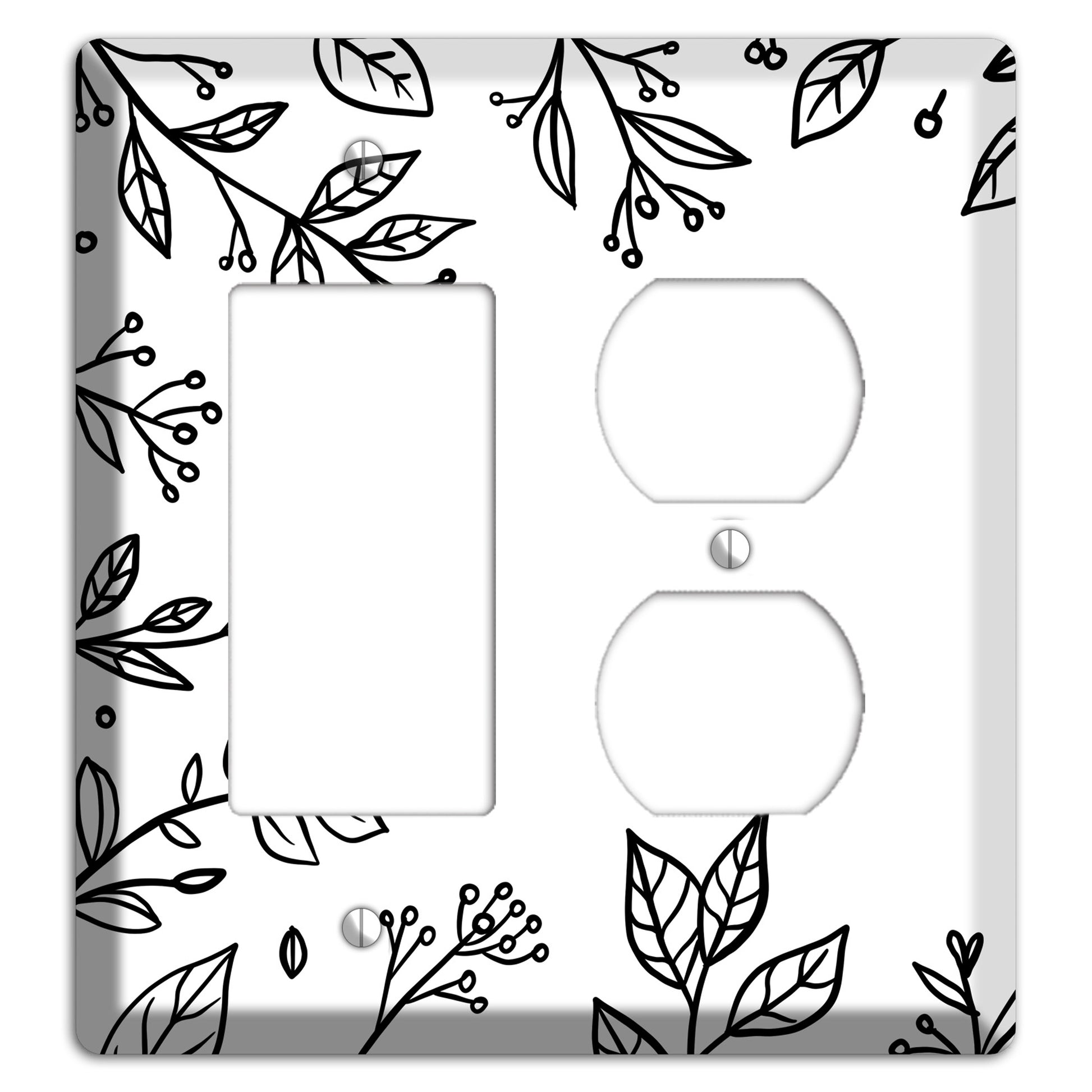 Hand-Drawn Floral 28 Rocker / Duplex Wallplate