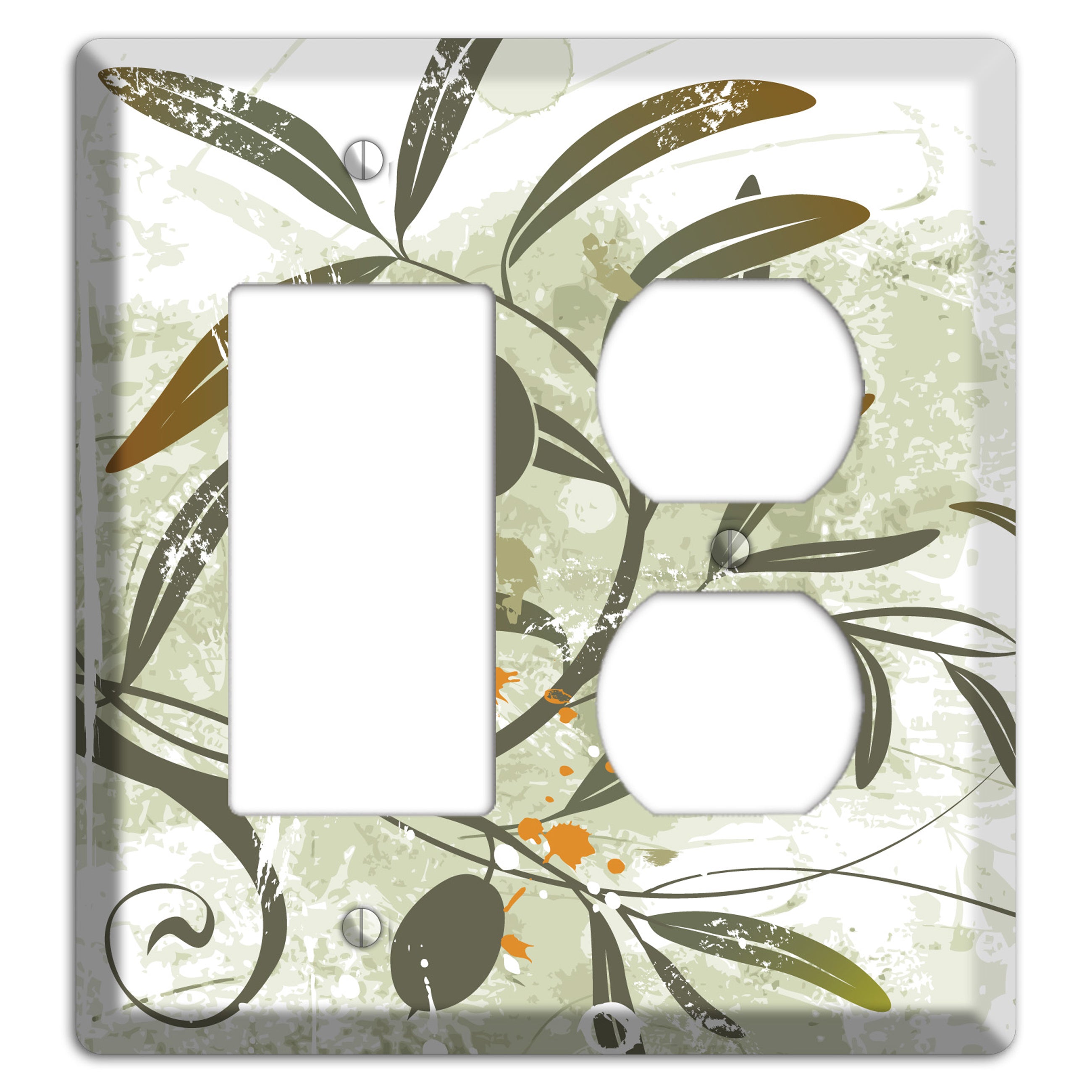 Green Olive Foliage Rocker / Duplex Wallplate