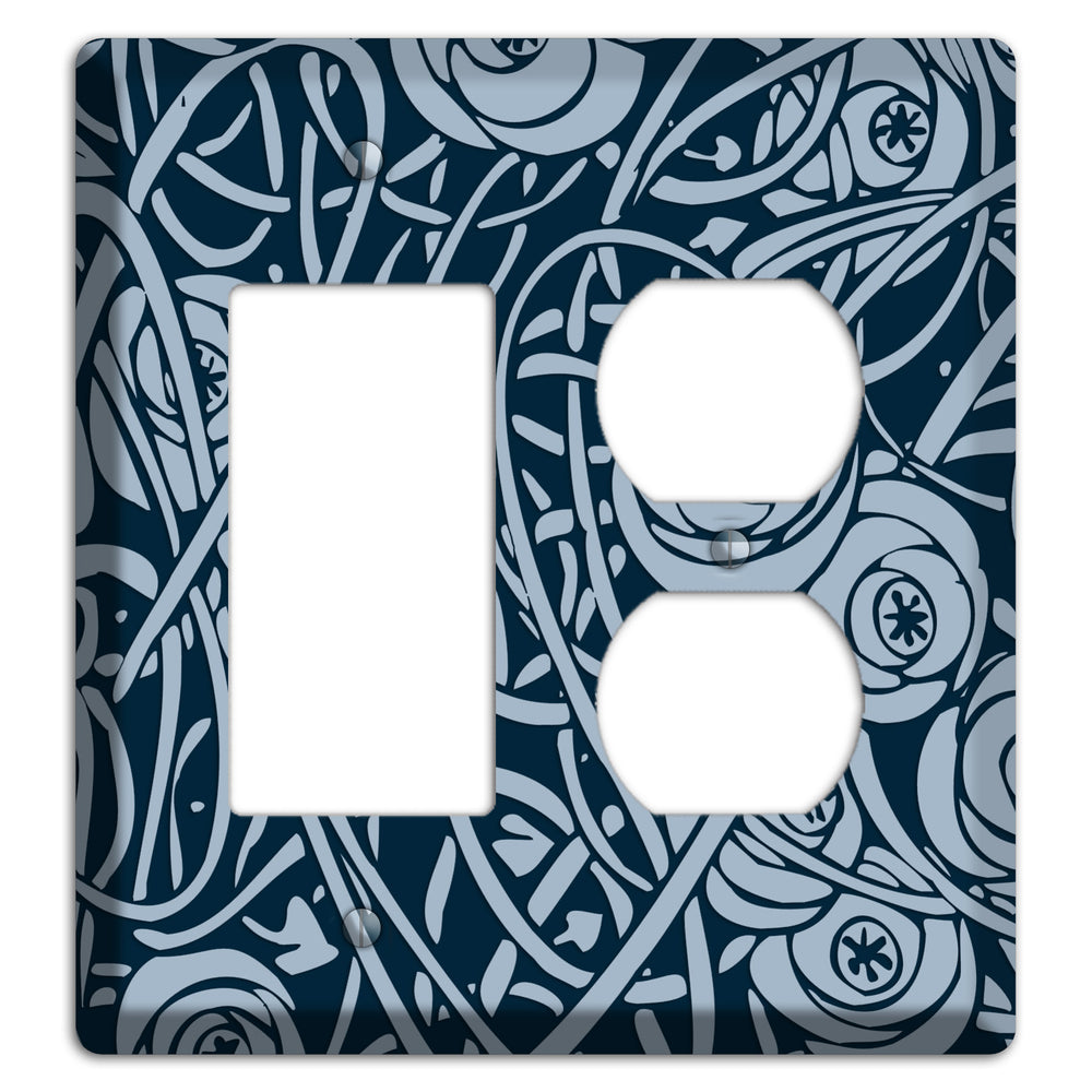 Navy Abstract Floral Rocker / Duplex Wallplate