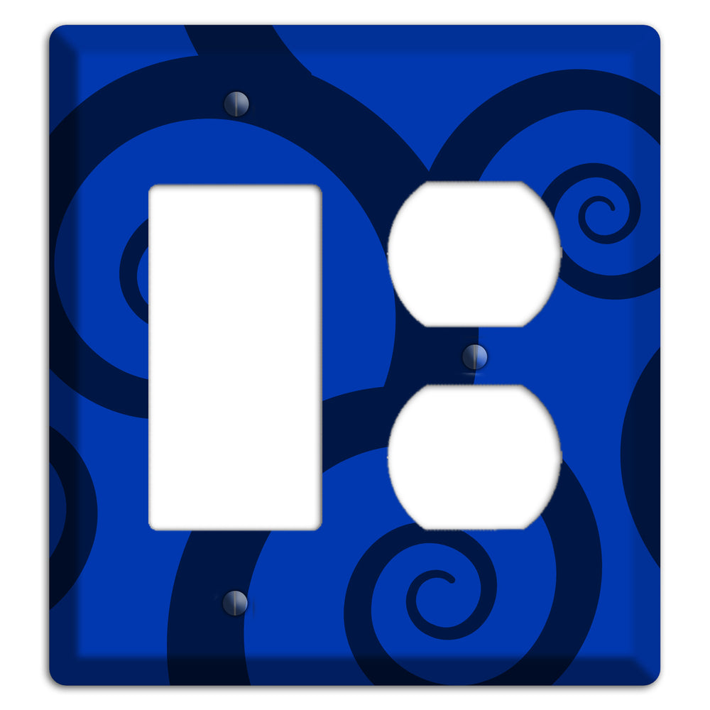 Blue Large Swirl Rocker / Duplex Wallplate
