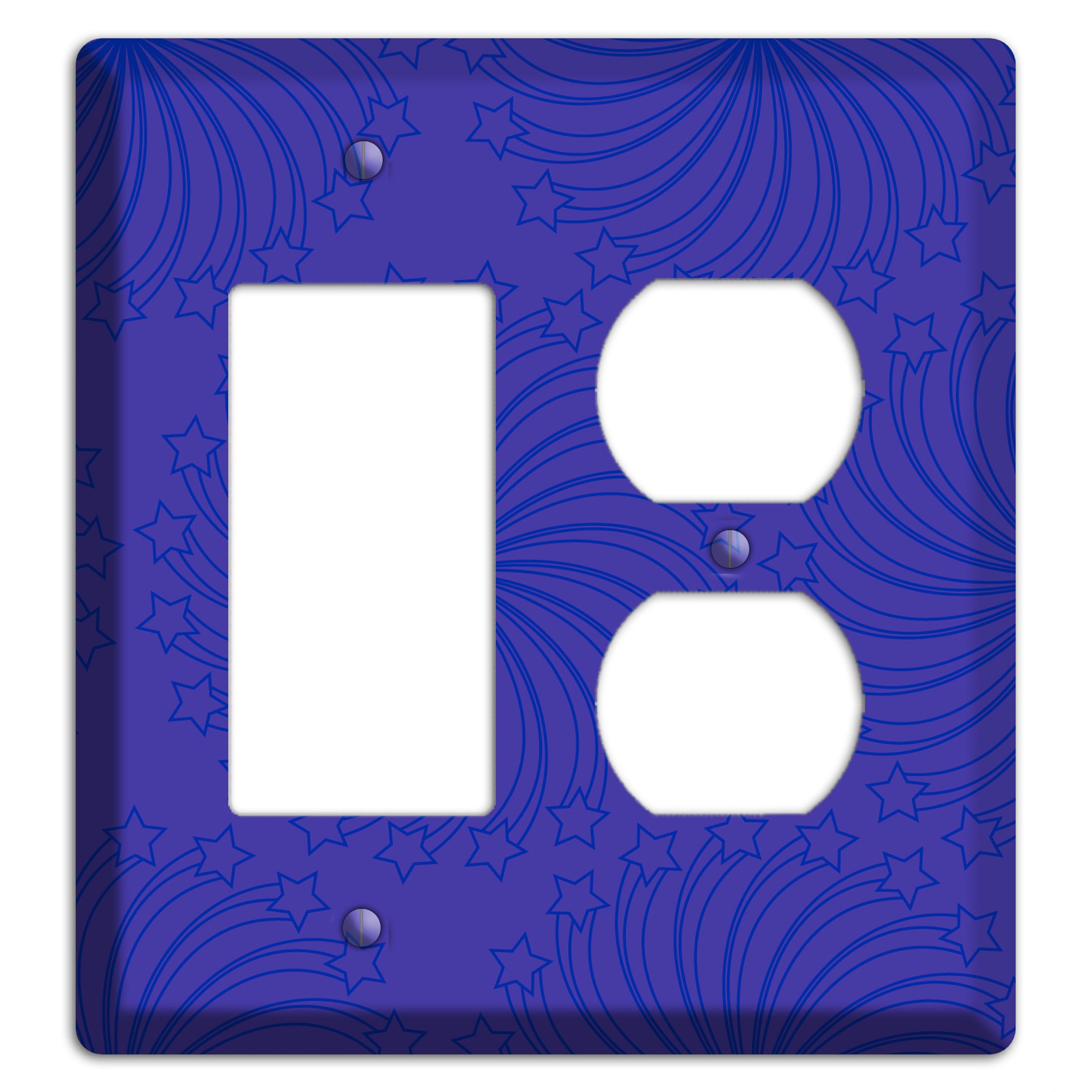 Multi Purple Star Swirl Rocker / Duplex Wallplate