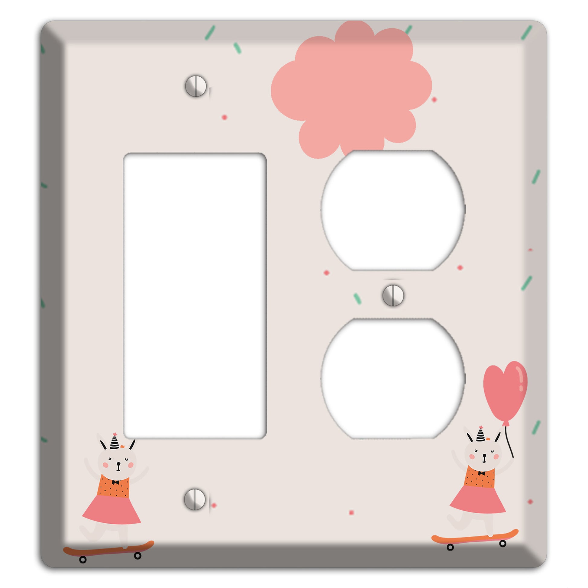 Skateboard Kitty Rocker / Duplex Wallplate