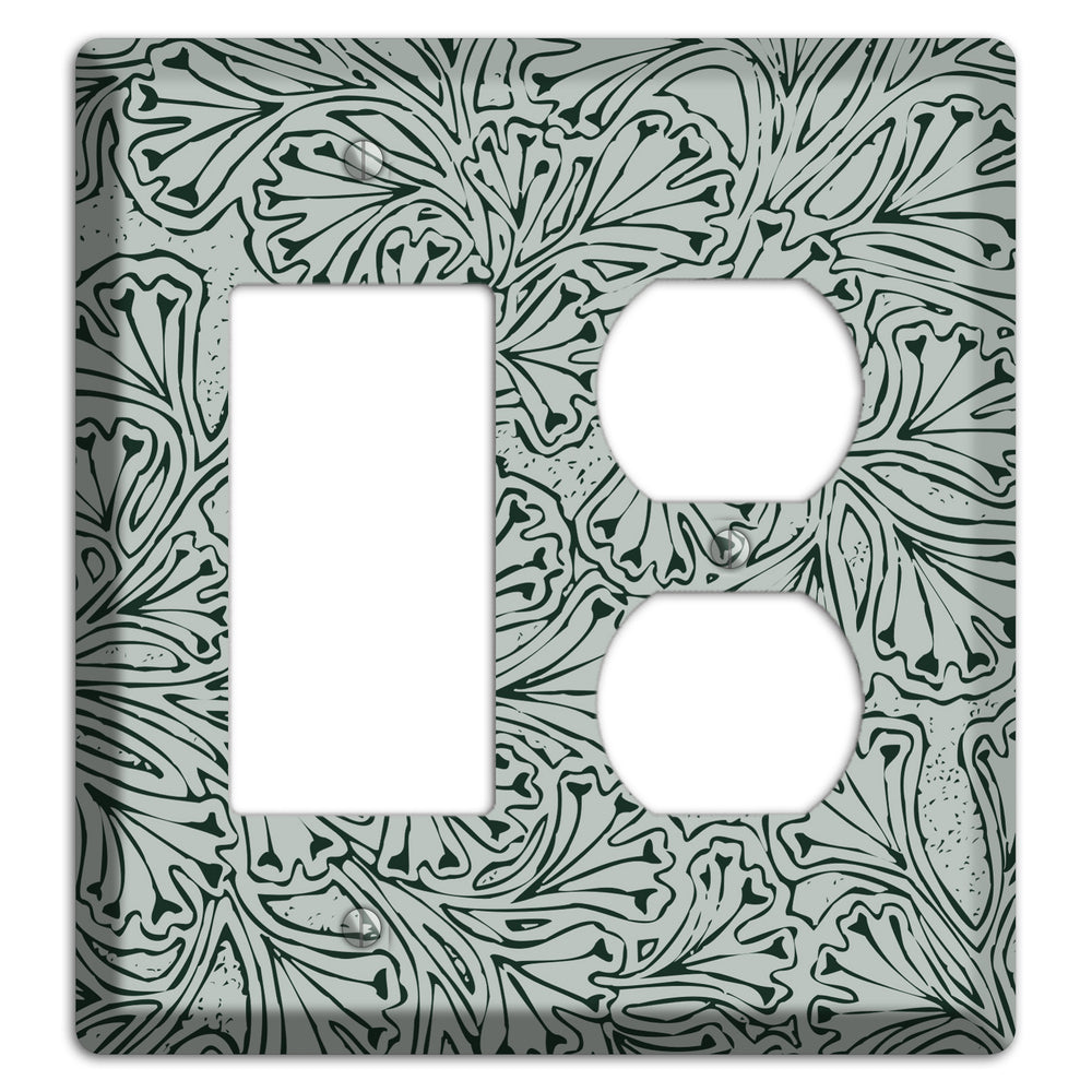 Deco Grey Interlocking Floral Rocker / Duplex Wallplate