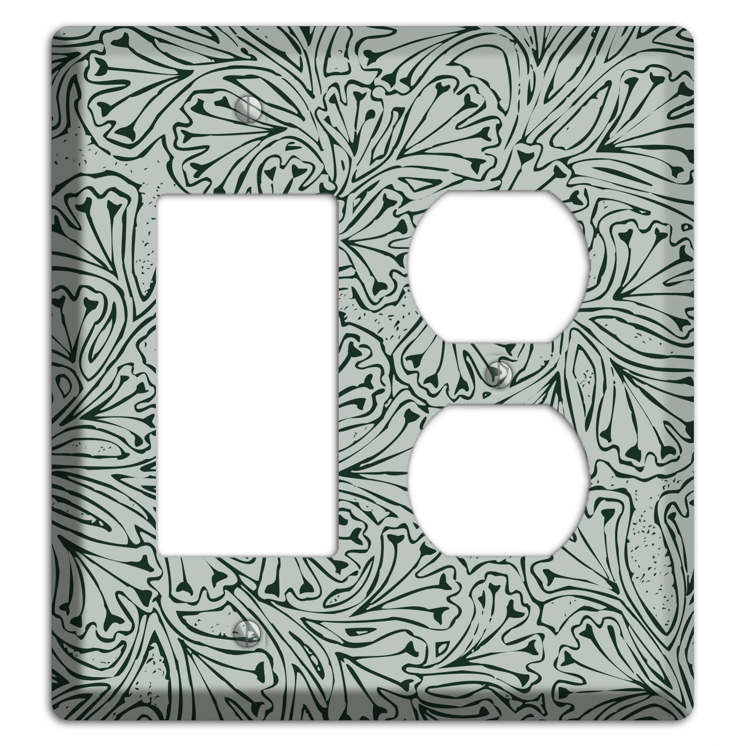 Deco Grey Interlocking Floral Rocker / Duplex Wallplate