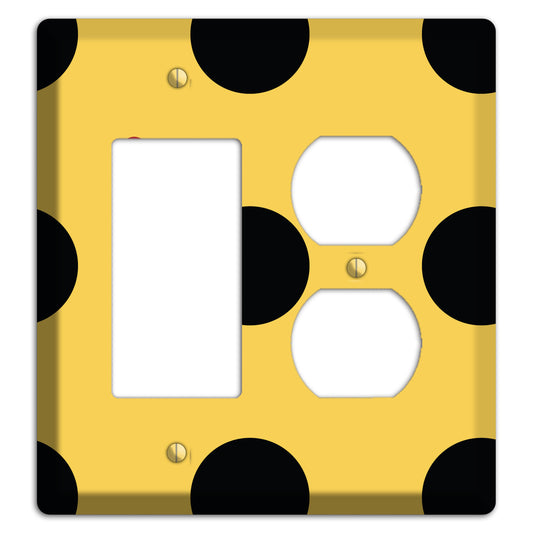 Yellow with Black and Red Multi Tiled Medium Dots Rocker / Duplex Wallplate