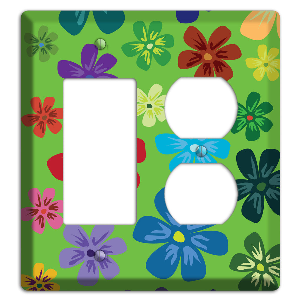 Orange Flowers Rocker / Duplex Wallplate