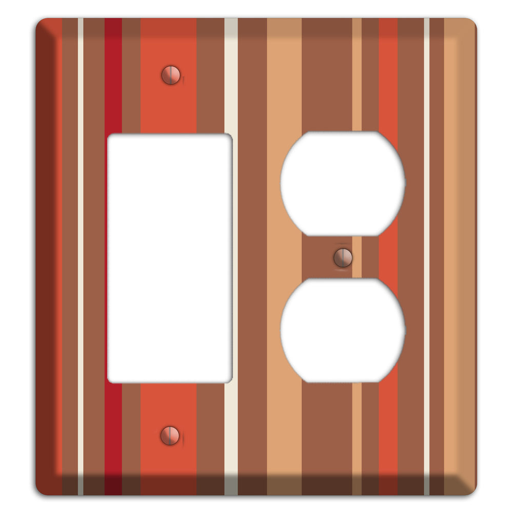 Multi Coral Vertical Stripe Rocker / Duplex Wallplate