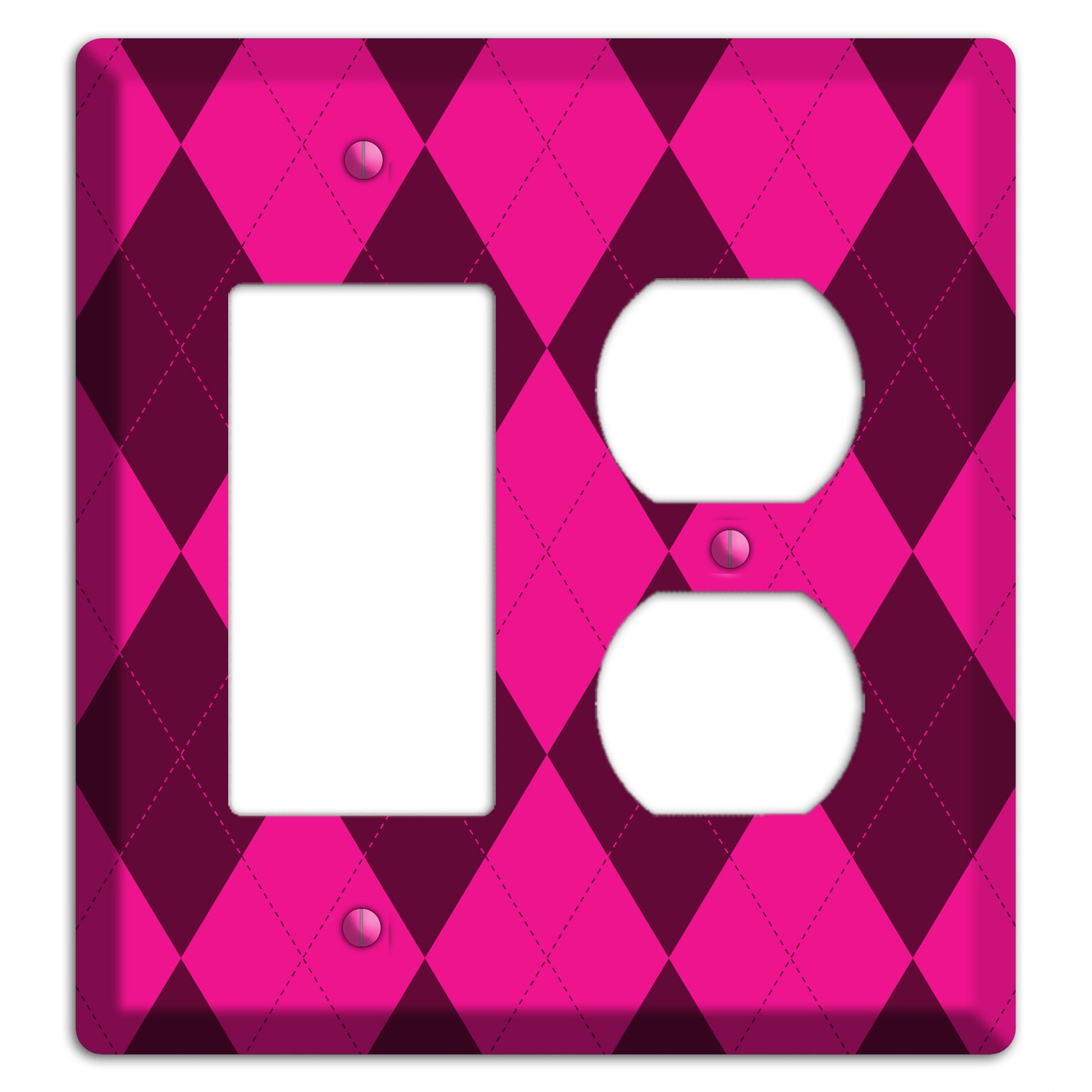 Fuschia Argyle Rocker / Duplex Wallplate