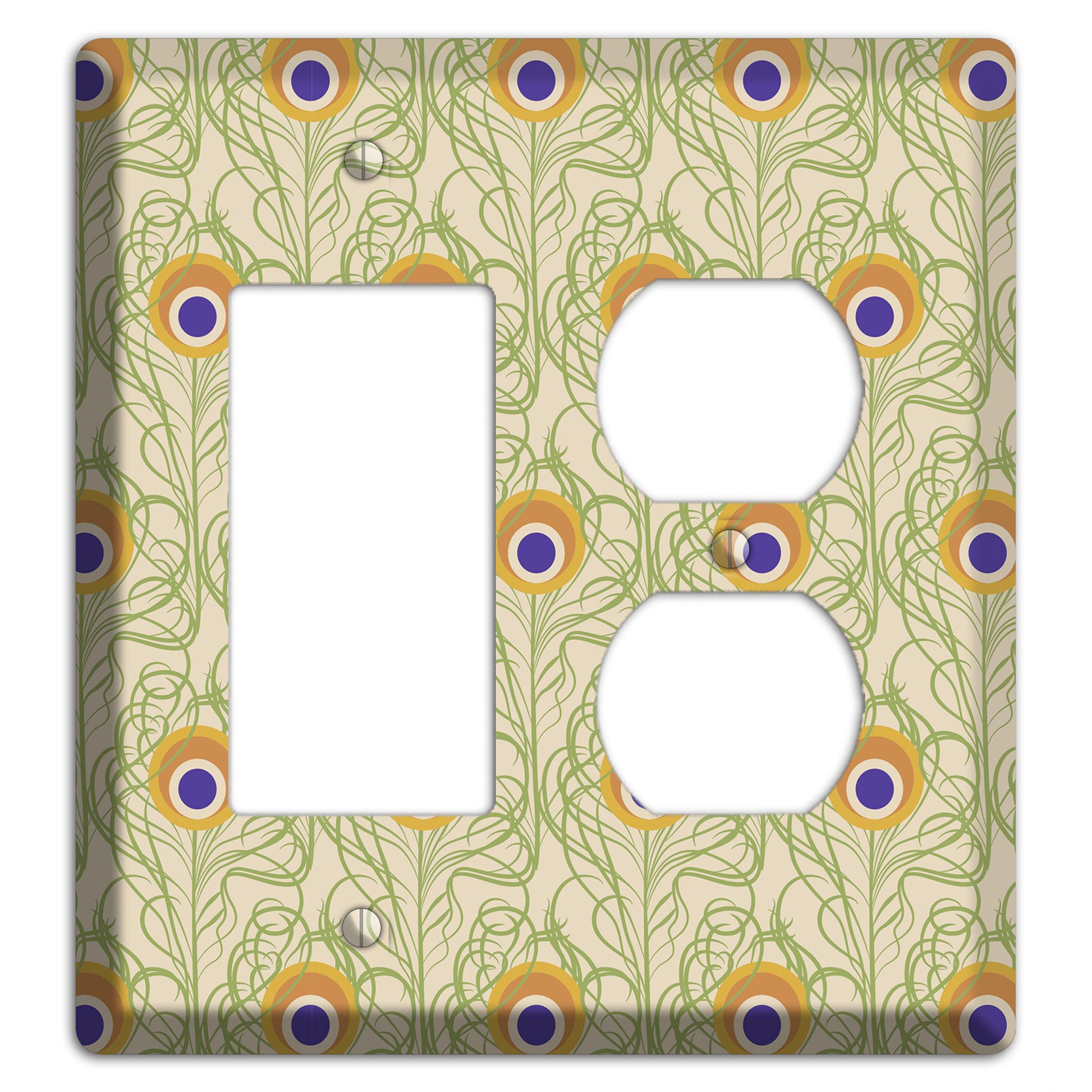 Nouveau Peacock Rocker / Duplex Wallplate