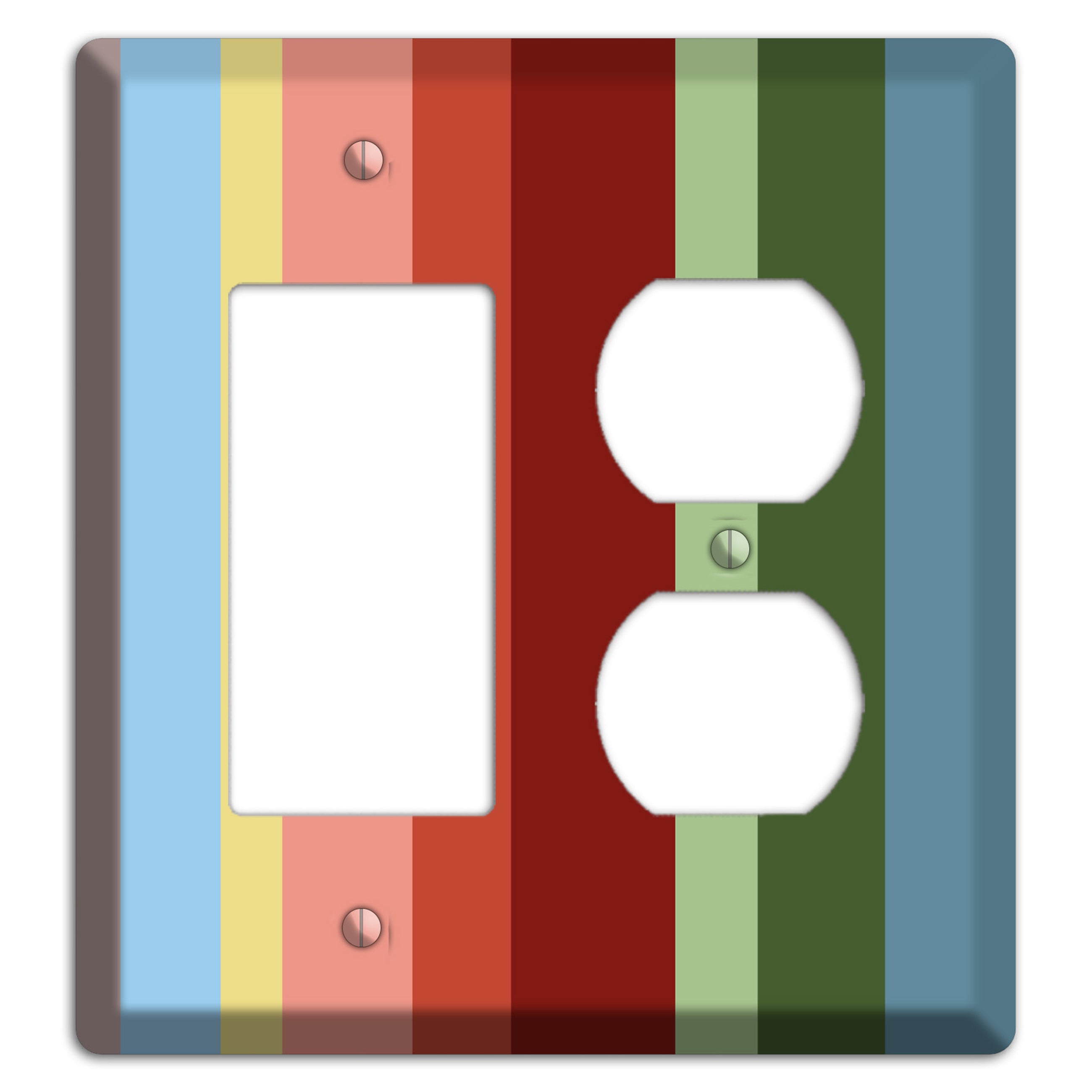 Multi Pastel Vertical Stripe Rocker / Duplex Wallplate