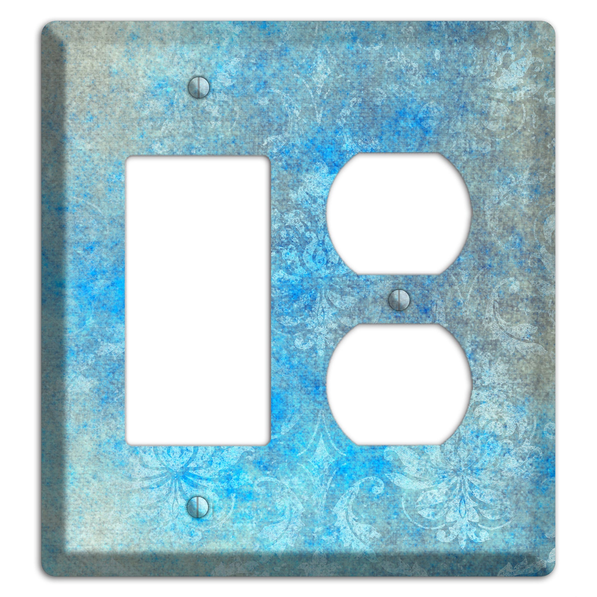 Picton Blue Whimsical Damask Rocker / Duplex Wallplate