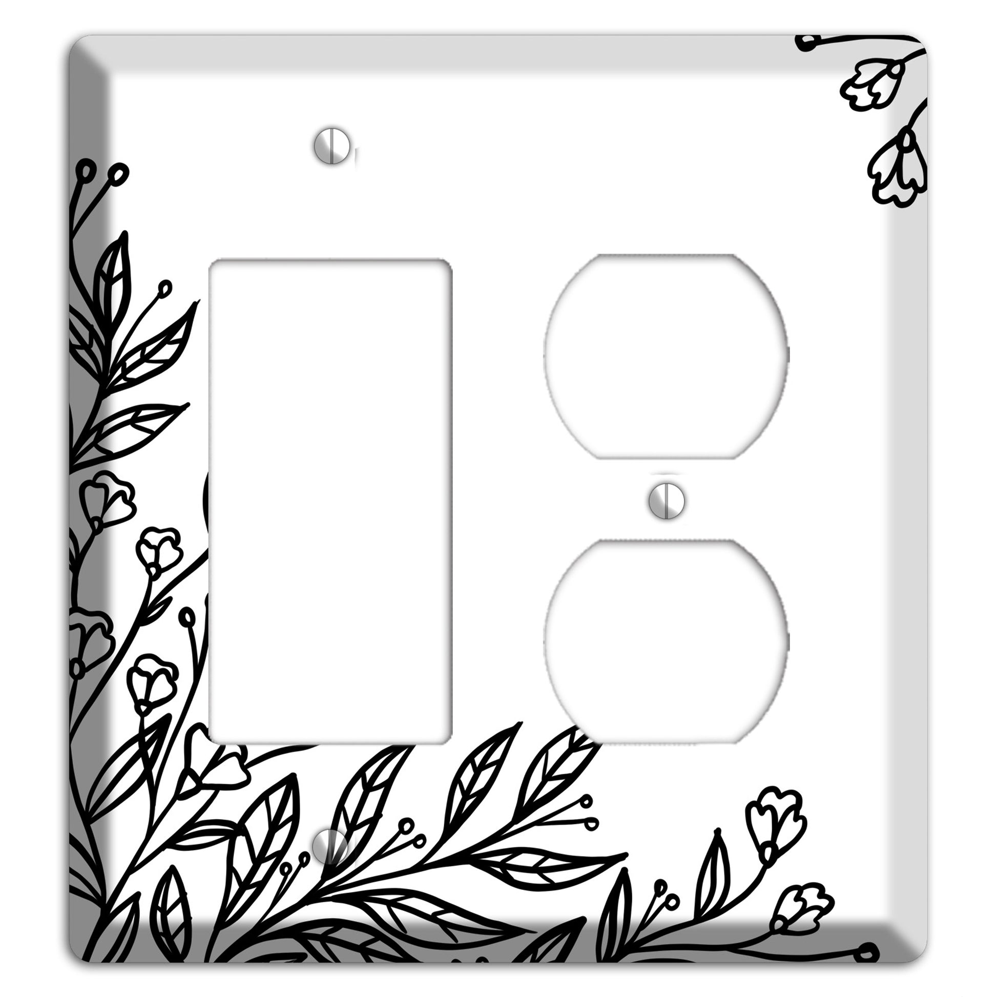 Hand-Drawn Floral 2 Rocker / Duplex Wallplate