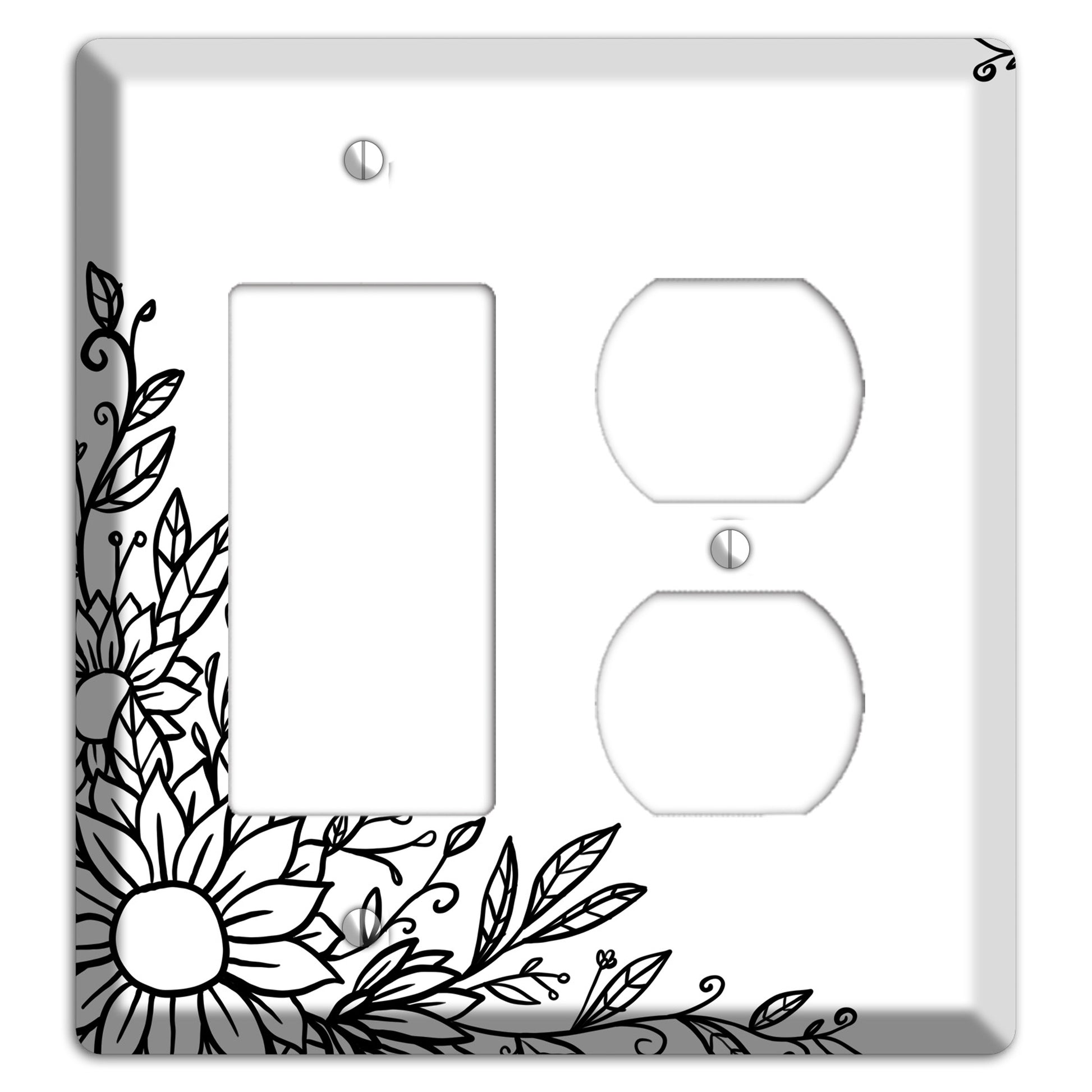 Hand-Drawn Floral 6 Rocker / Duplex Wallplate