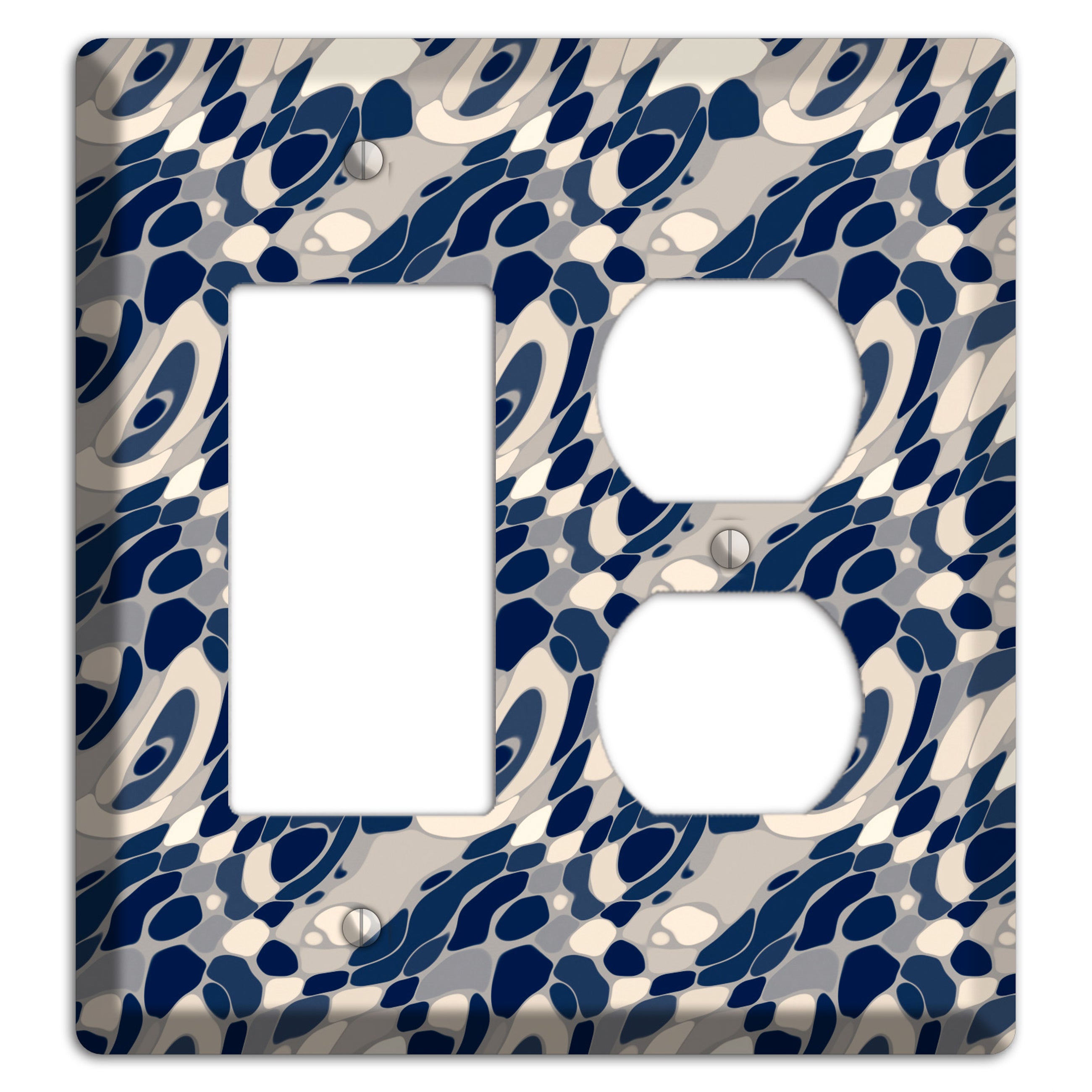 Blue and Beige Large Abstract Rocker / Duplex Wallplate