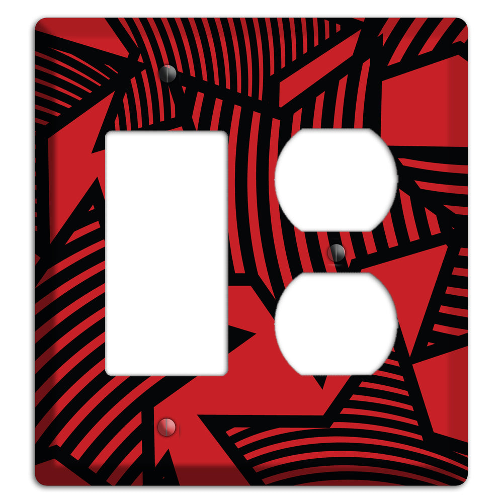 Red with Large Black Stars Rocker / Duplex Wallplate