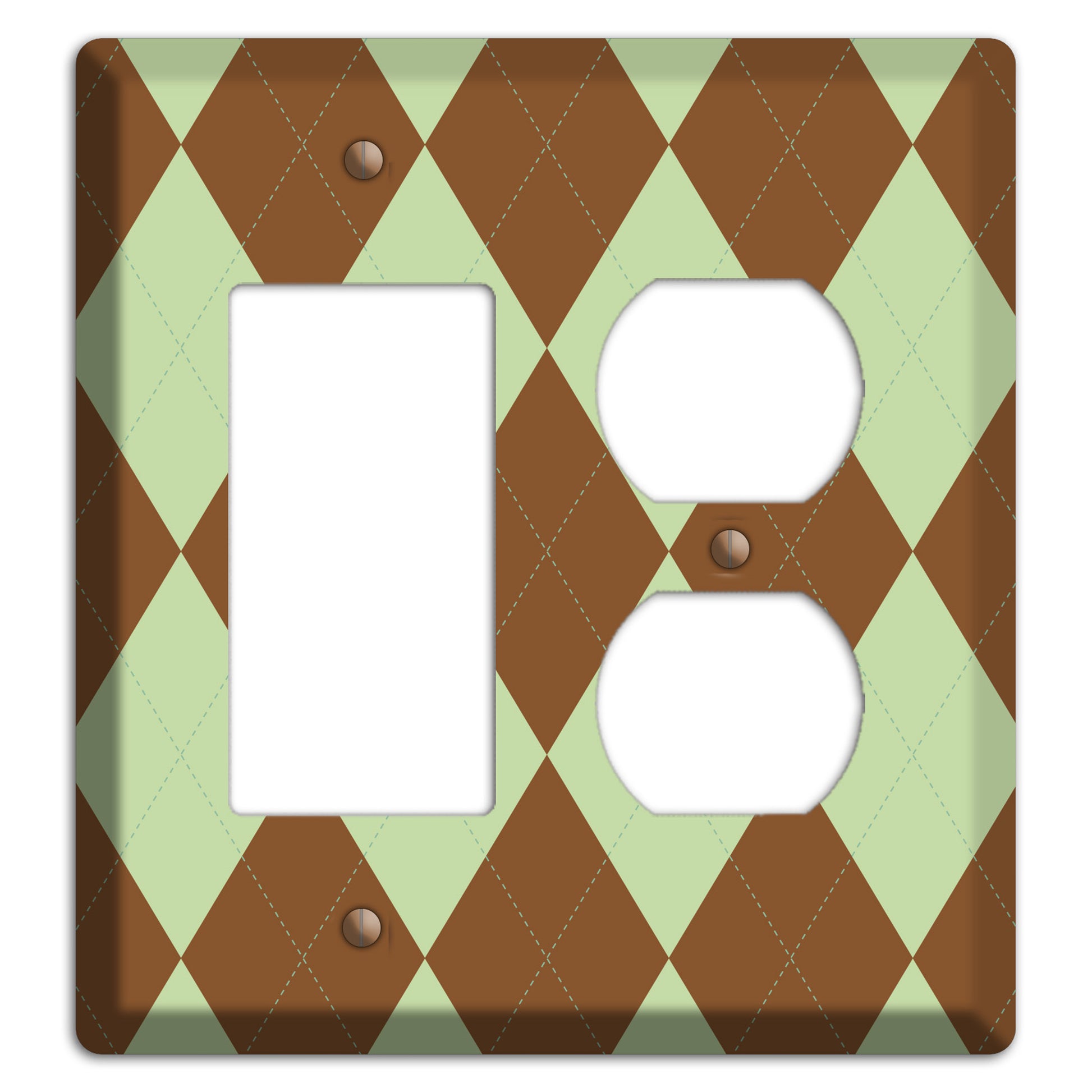 Brown Argyle Rocker / Duplex Wallplate