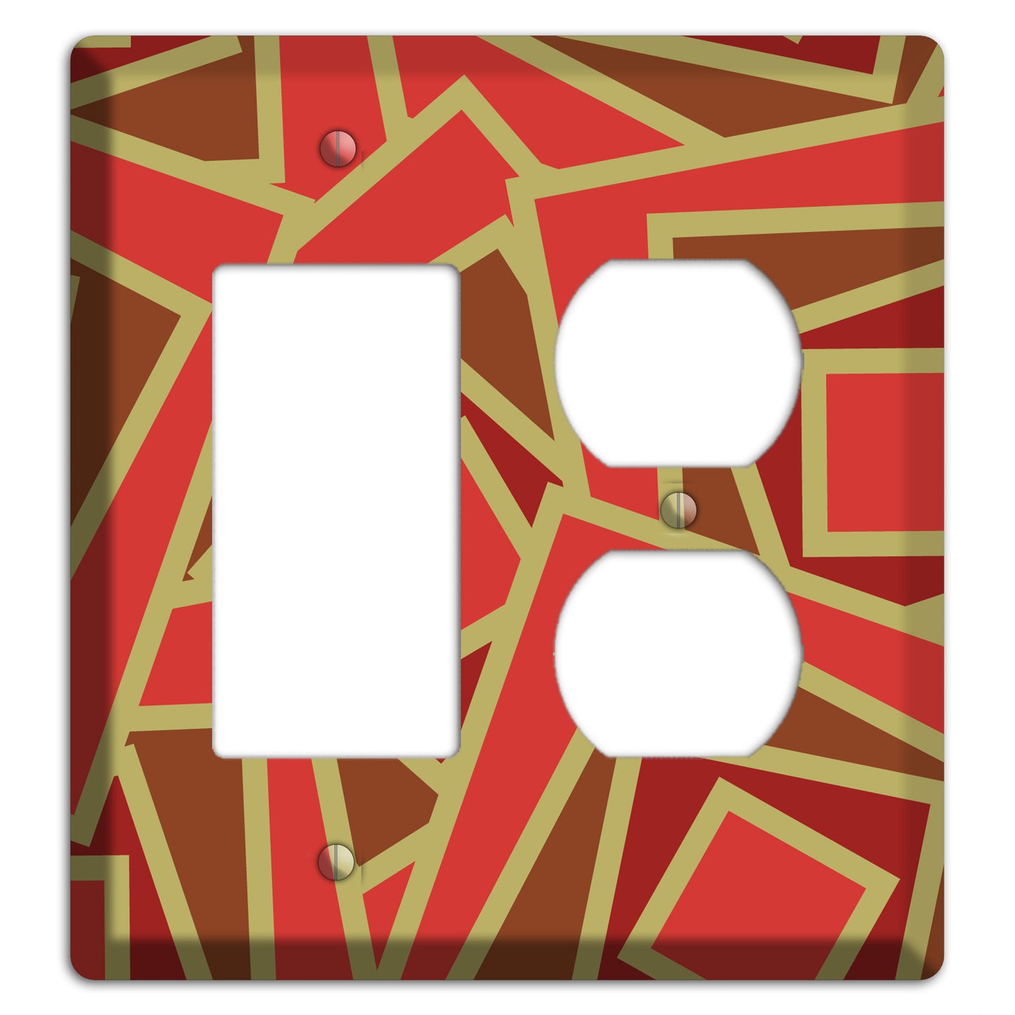 Red and Brown Retro Cubist Rocker / Duplex Wallplate