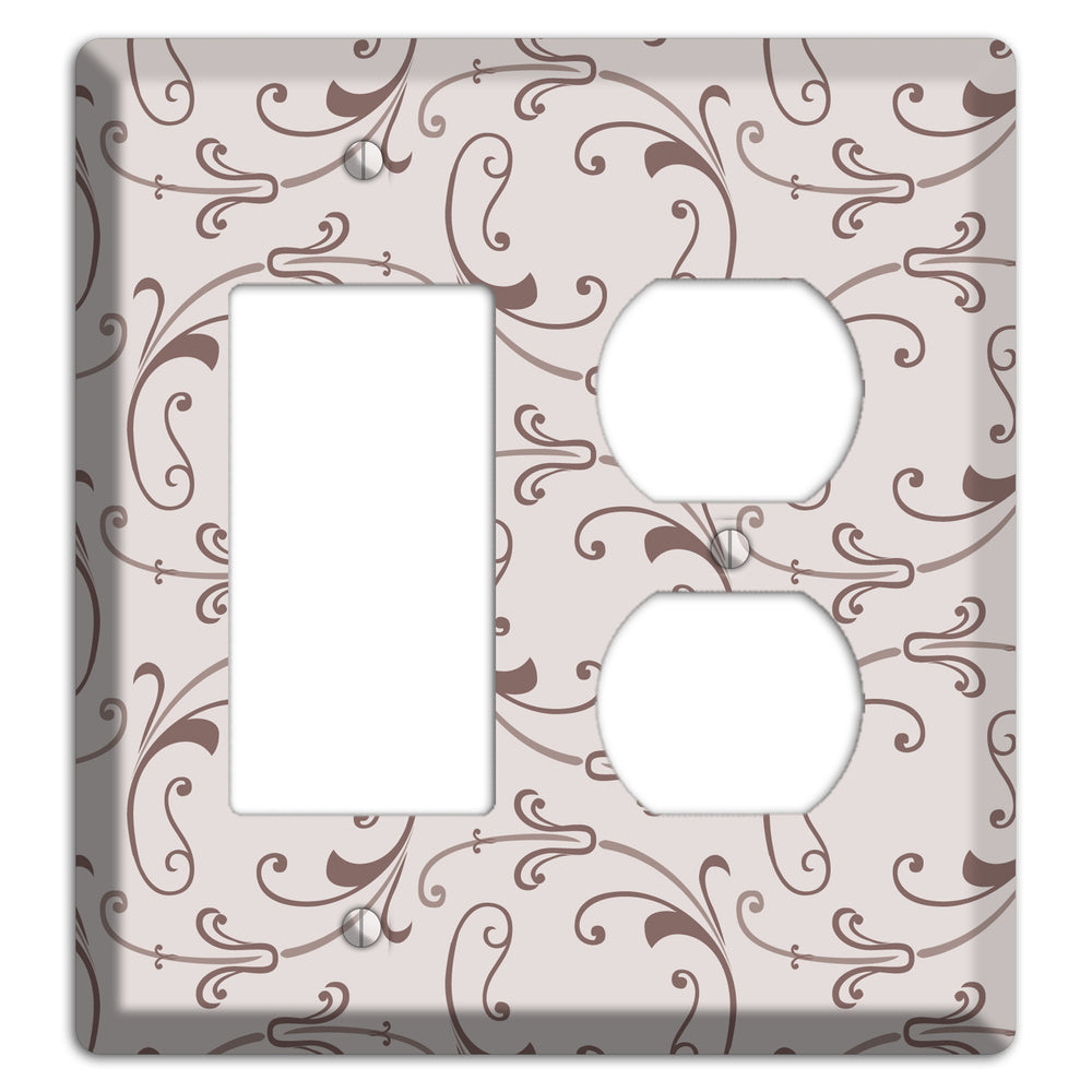 Mauve Victorian Sprig Rocker / Duplex Wallplate