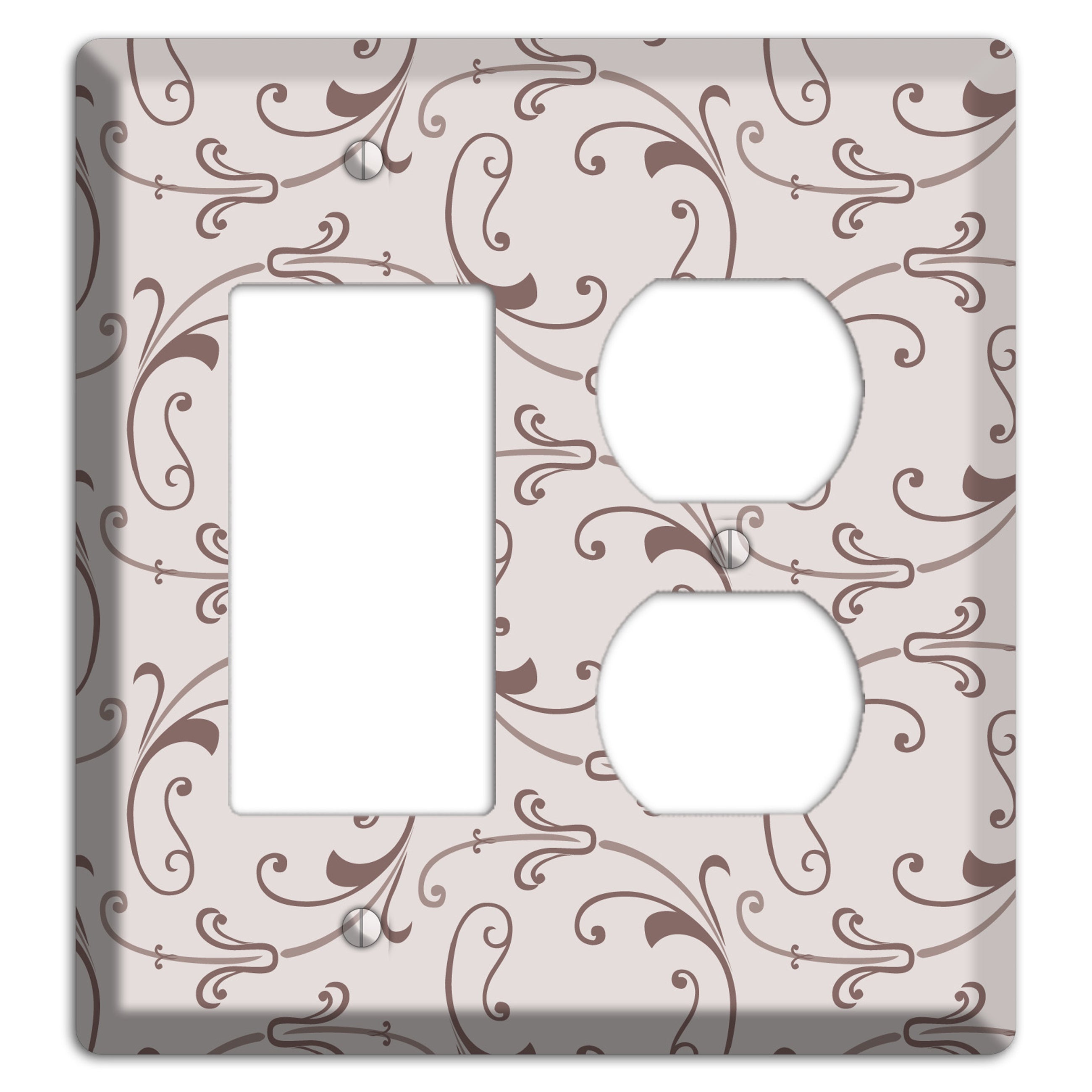 Mauve Victorian Sprig Rocker / Duplex Wallplate
