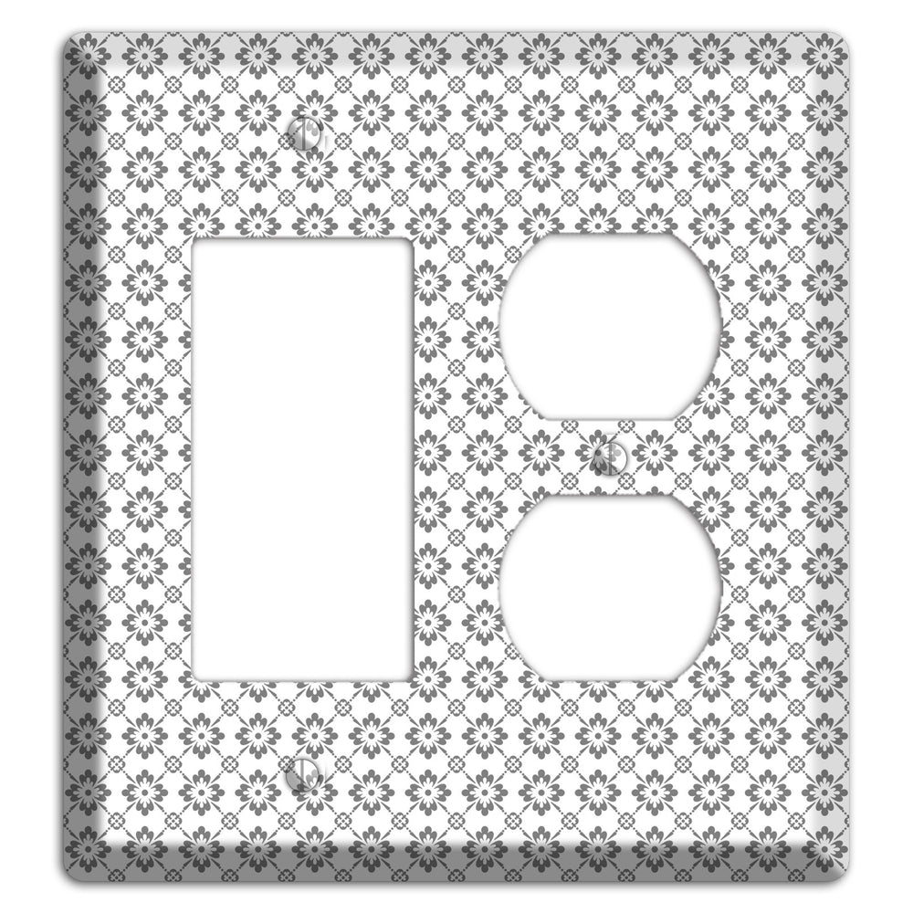 White with Grey Foulard Rocker / Duplex Wallplate
