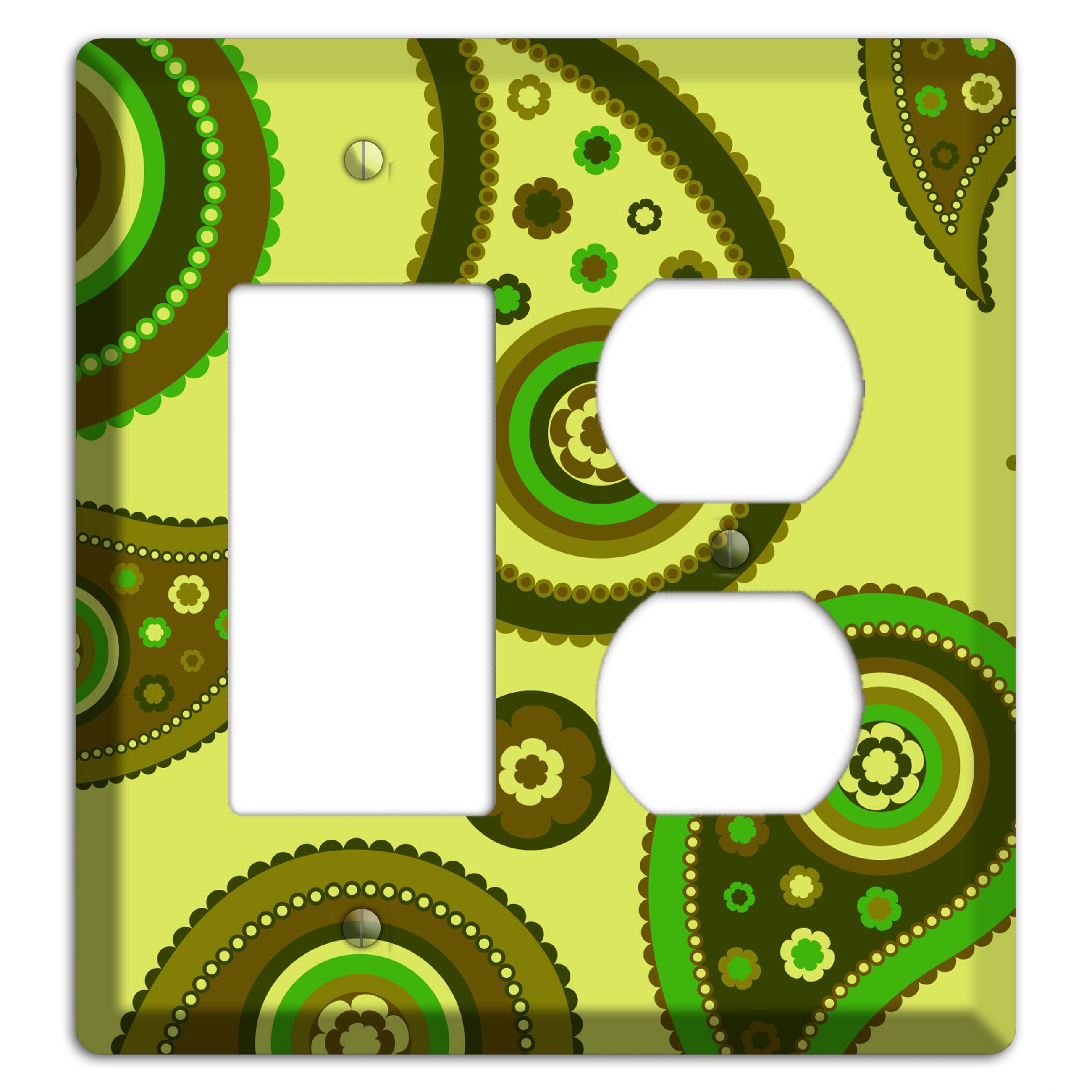 Bright Green Paisley Rocker / Duplex Wallplate