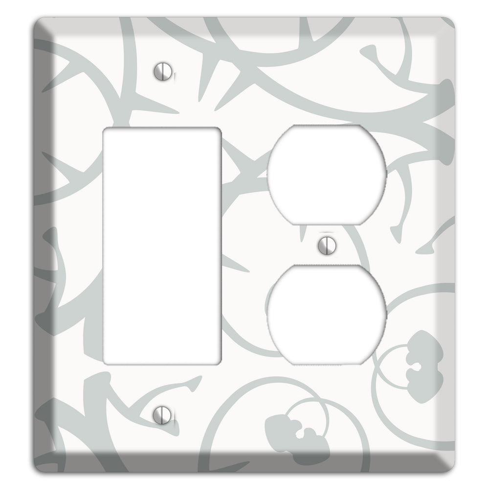 White with Grey Abstract Swirl Rocker / Duplex Wallplate