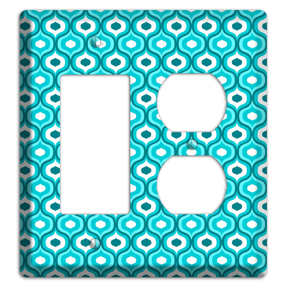 Multi Turquoise Double Scallop 2 Rocker / Duplex Wallplate