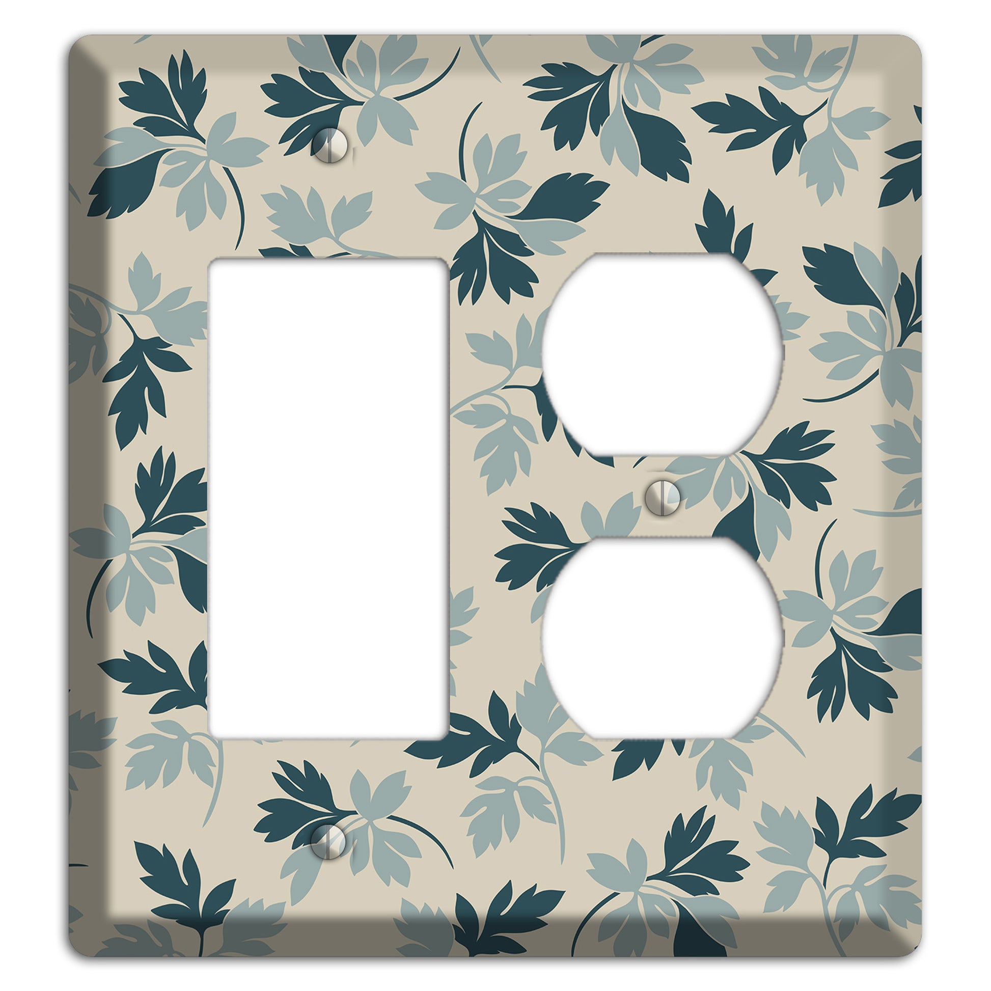 Blue Leaves Rocker / Duplex Wallplate