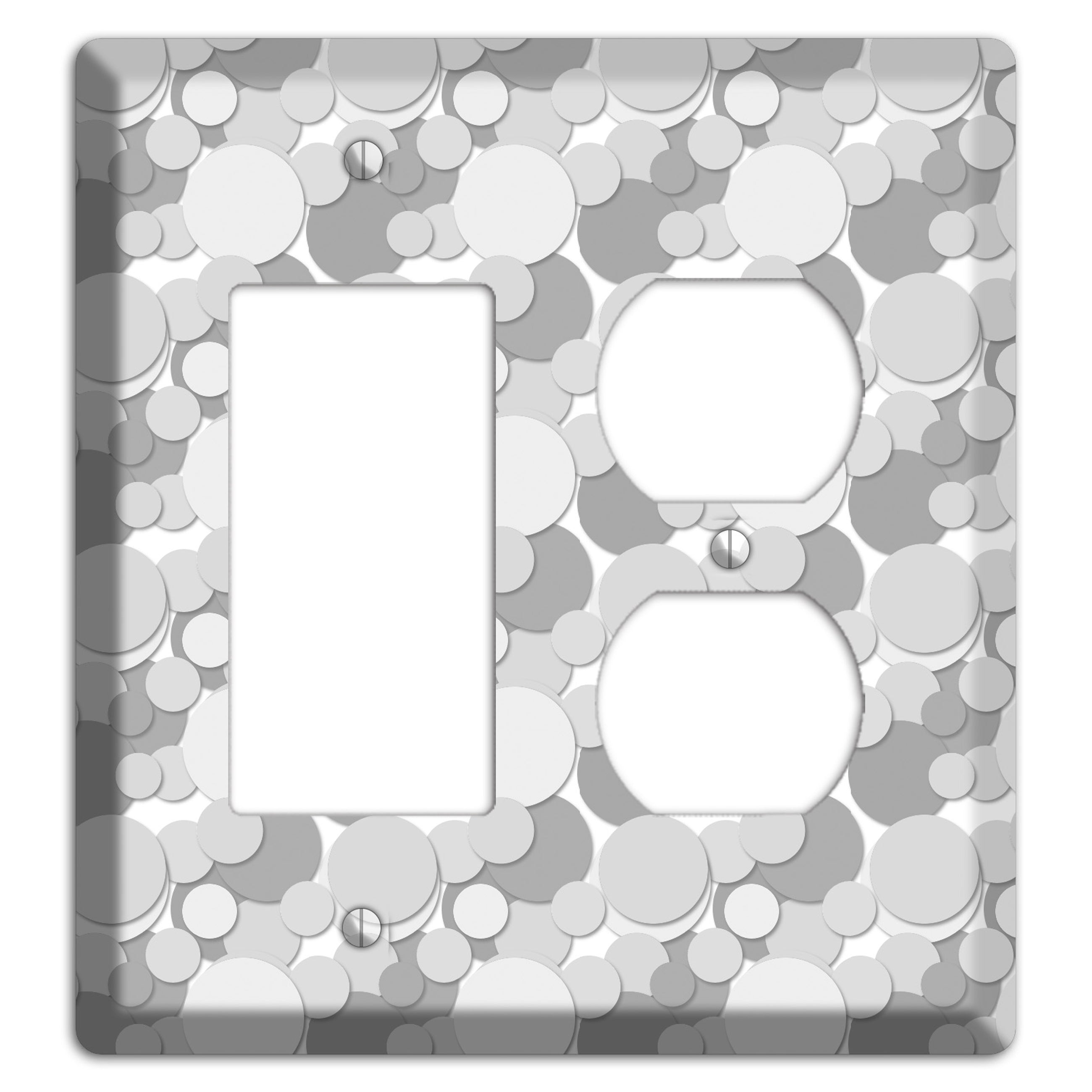 Multi Grey Bubble Dots Rocker / Duplex Wallplate