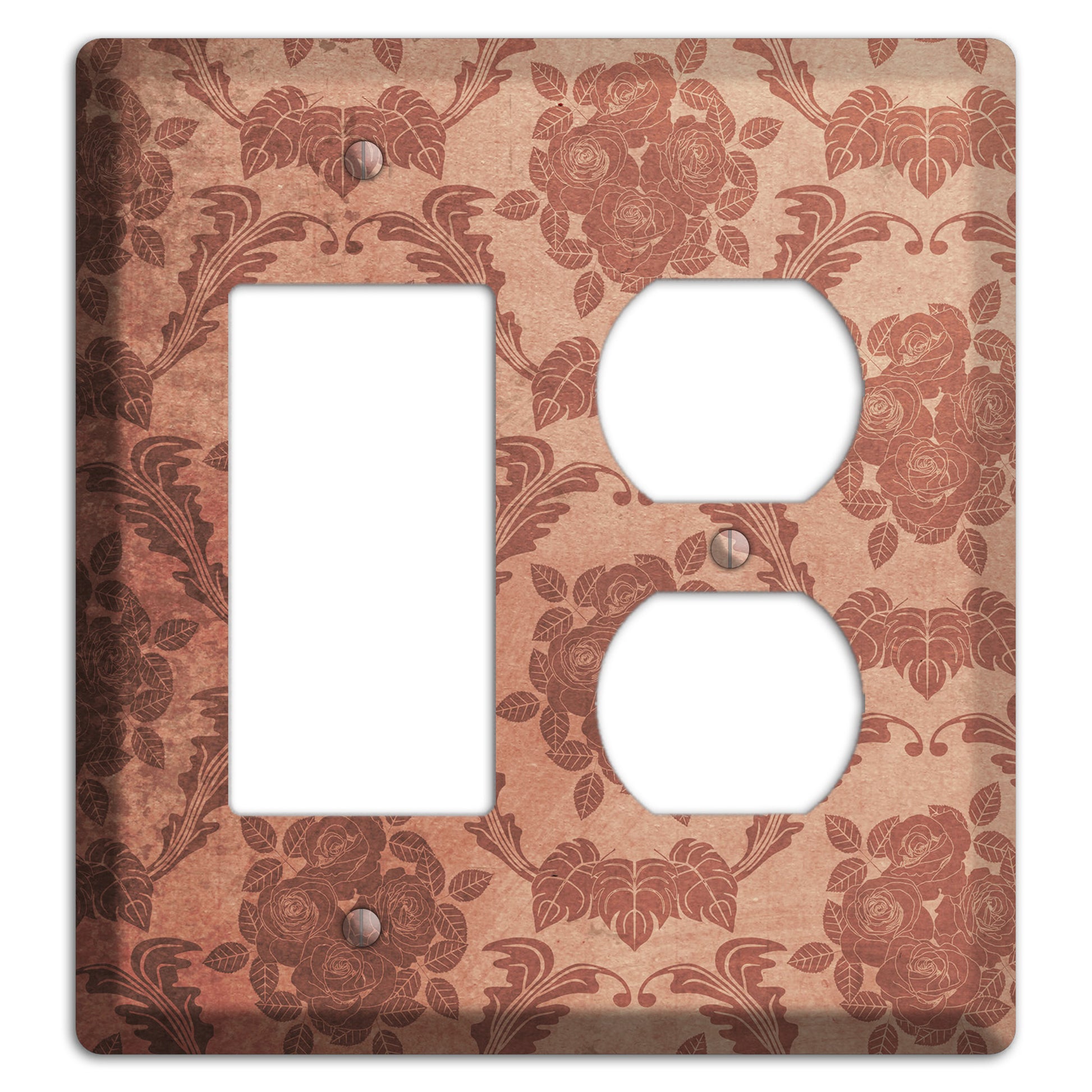 Old Rose Vintage Rose Damask Rocker / Duplex Wallplate