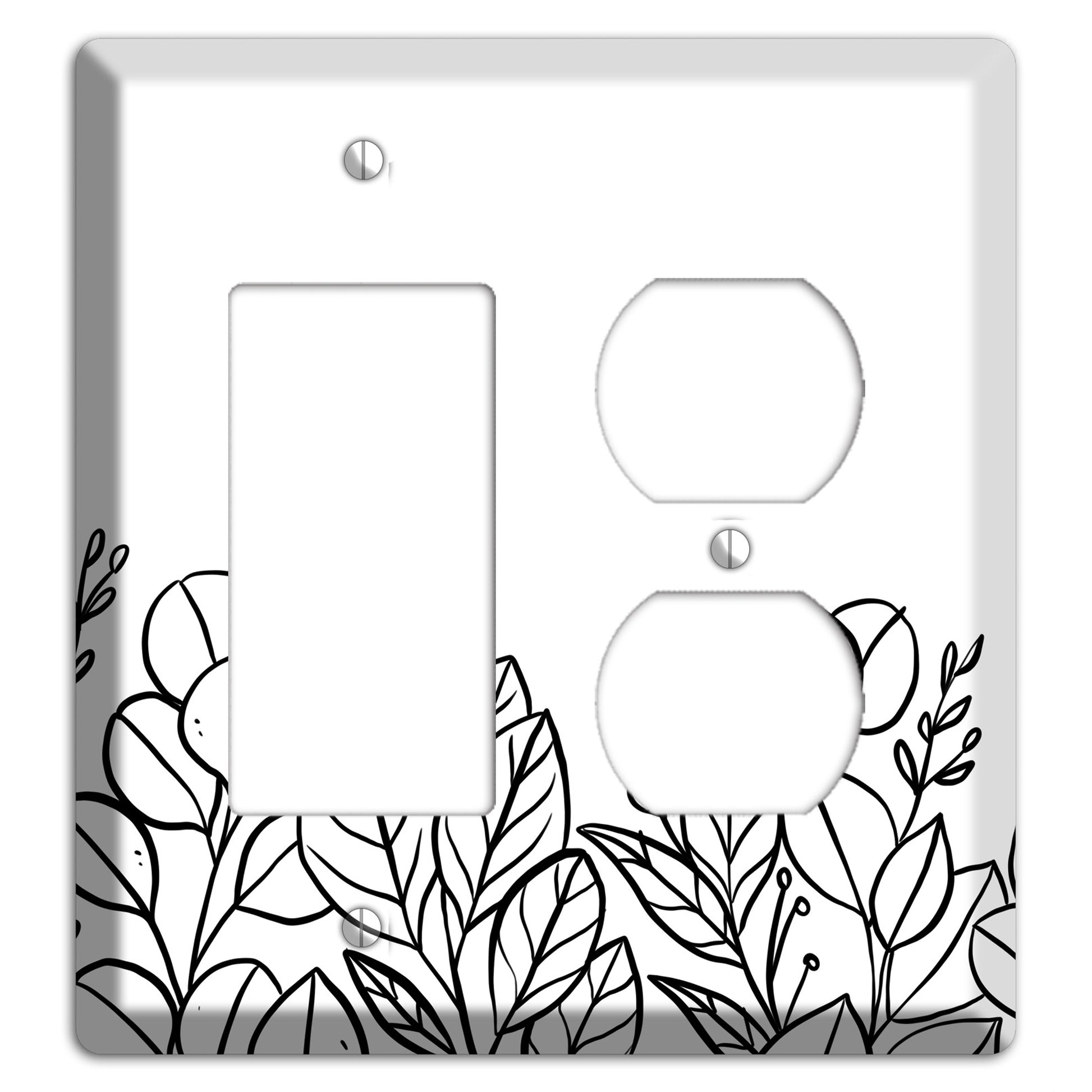 Hand-Drawn Floral 15 Rocker / Duplex Wallplate