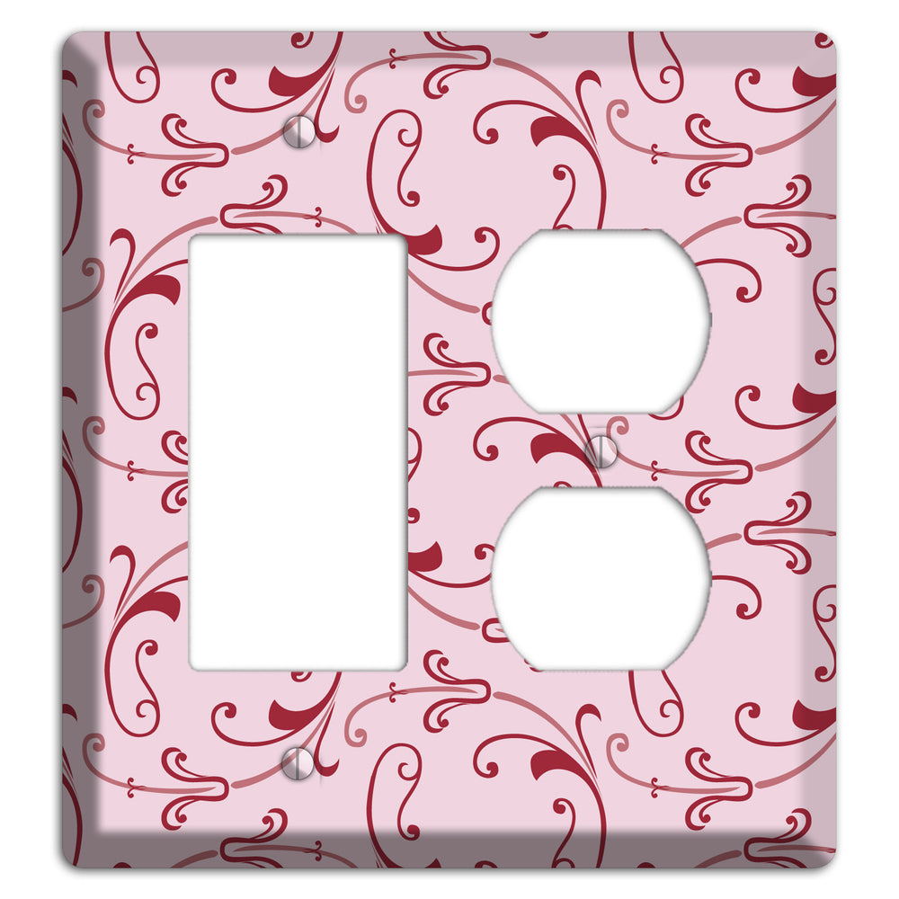 Pink Victorian Sprig Rocker / Duplex Wallplate