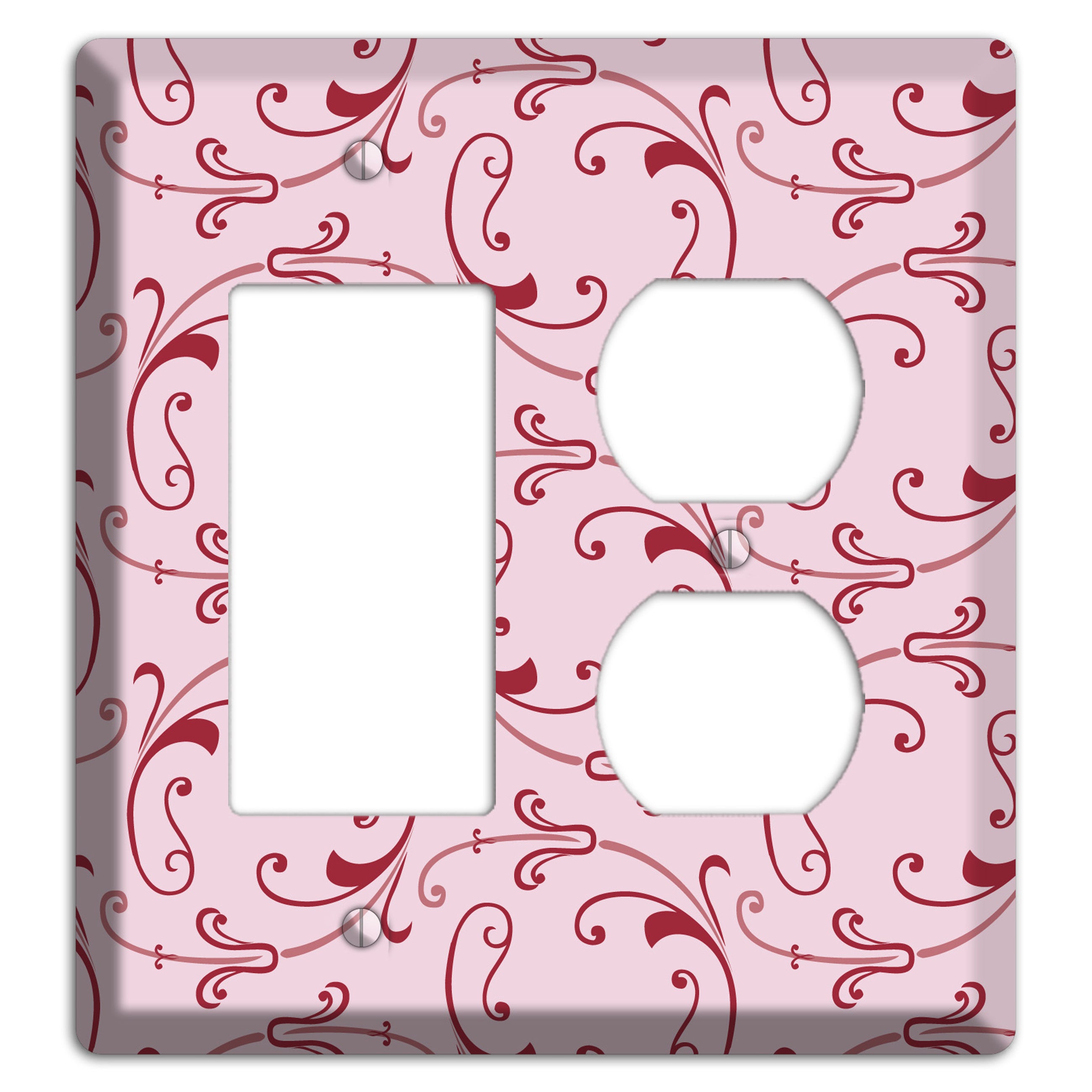 Pink Victorian Sprig Rocker / Duplex Wallplate