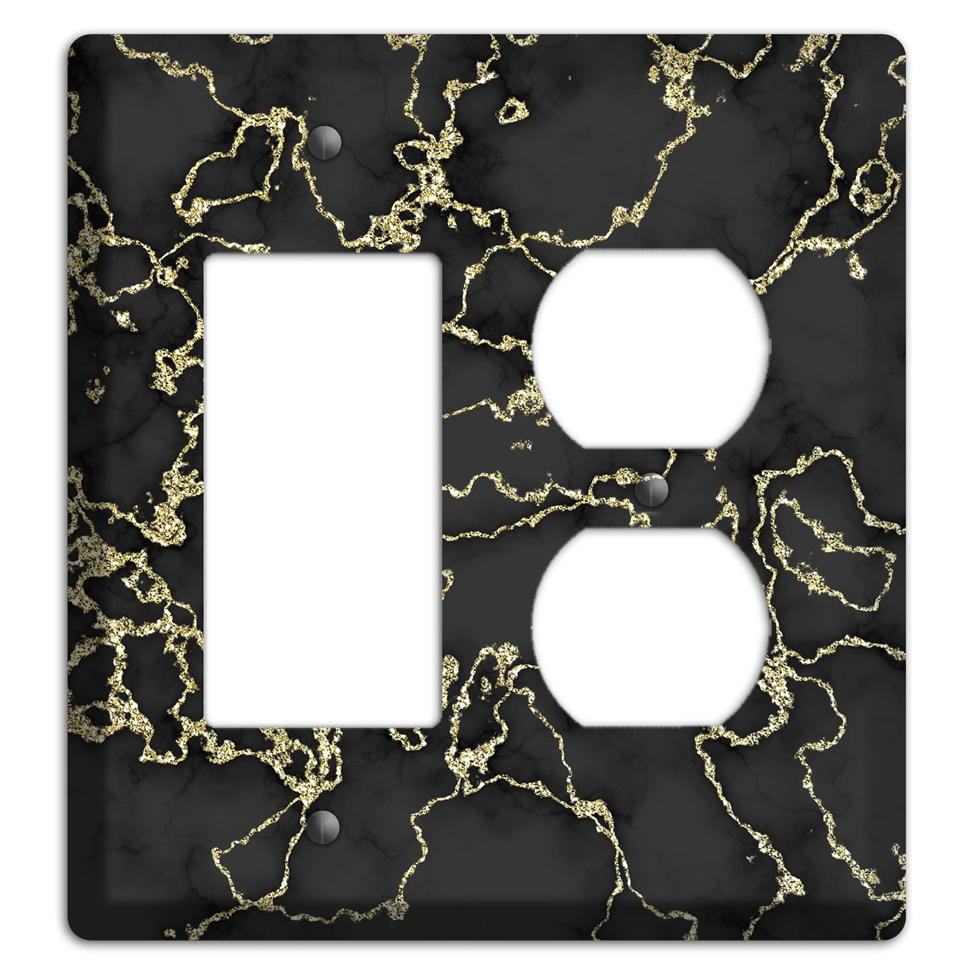 Black and Gold Marble Shatter Rocker / Duplex Wallplate
