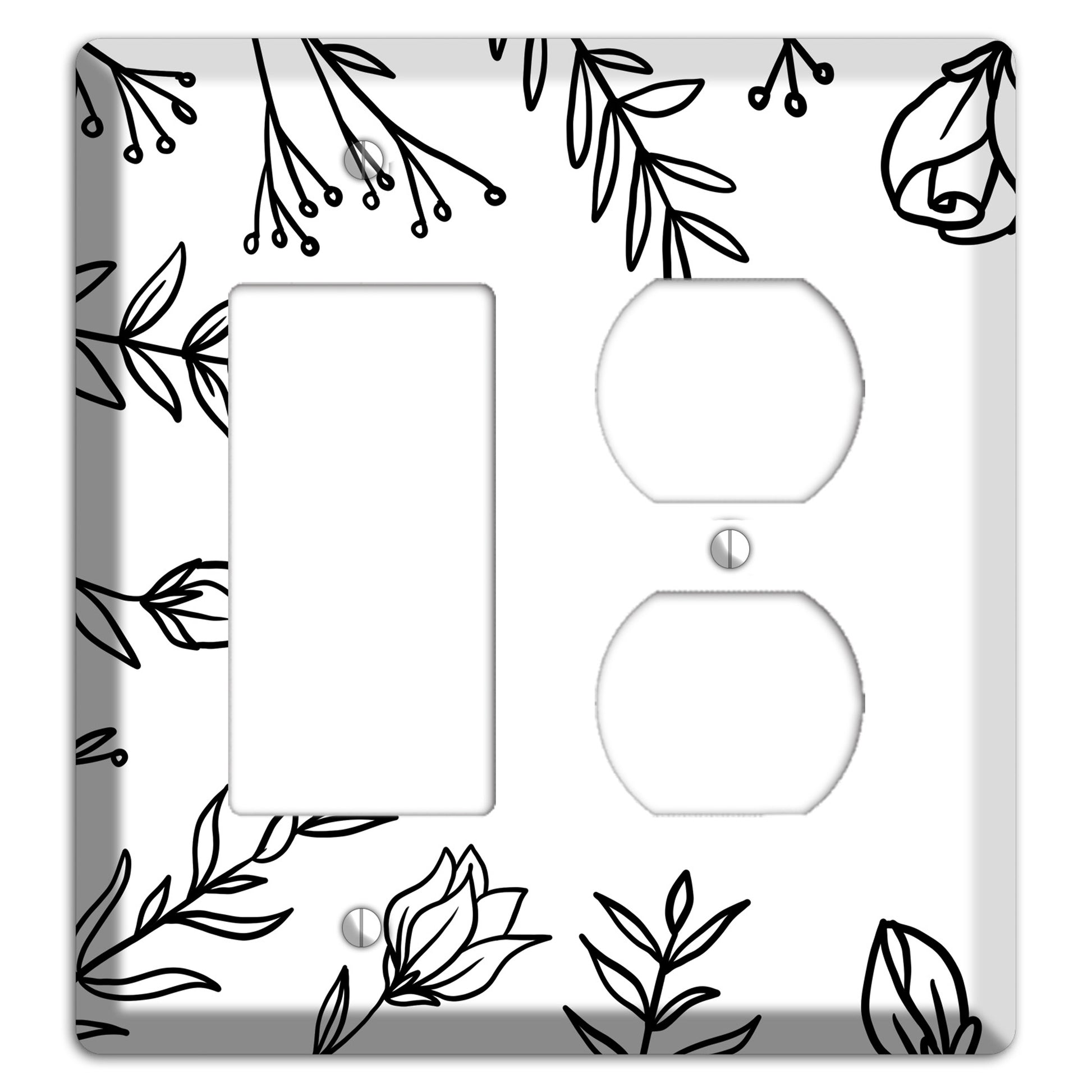 Hand-Drawn Floral 36 Rocker / Duplex Wallplate