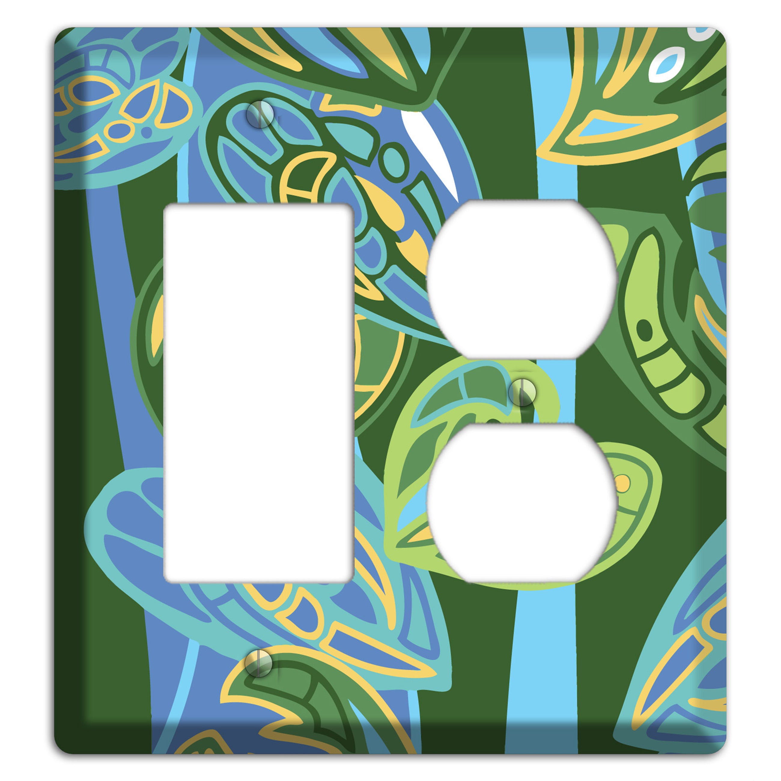 Pacific Blue and Green Rocker / Duplex Wallplate