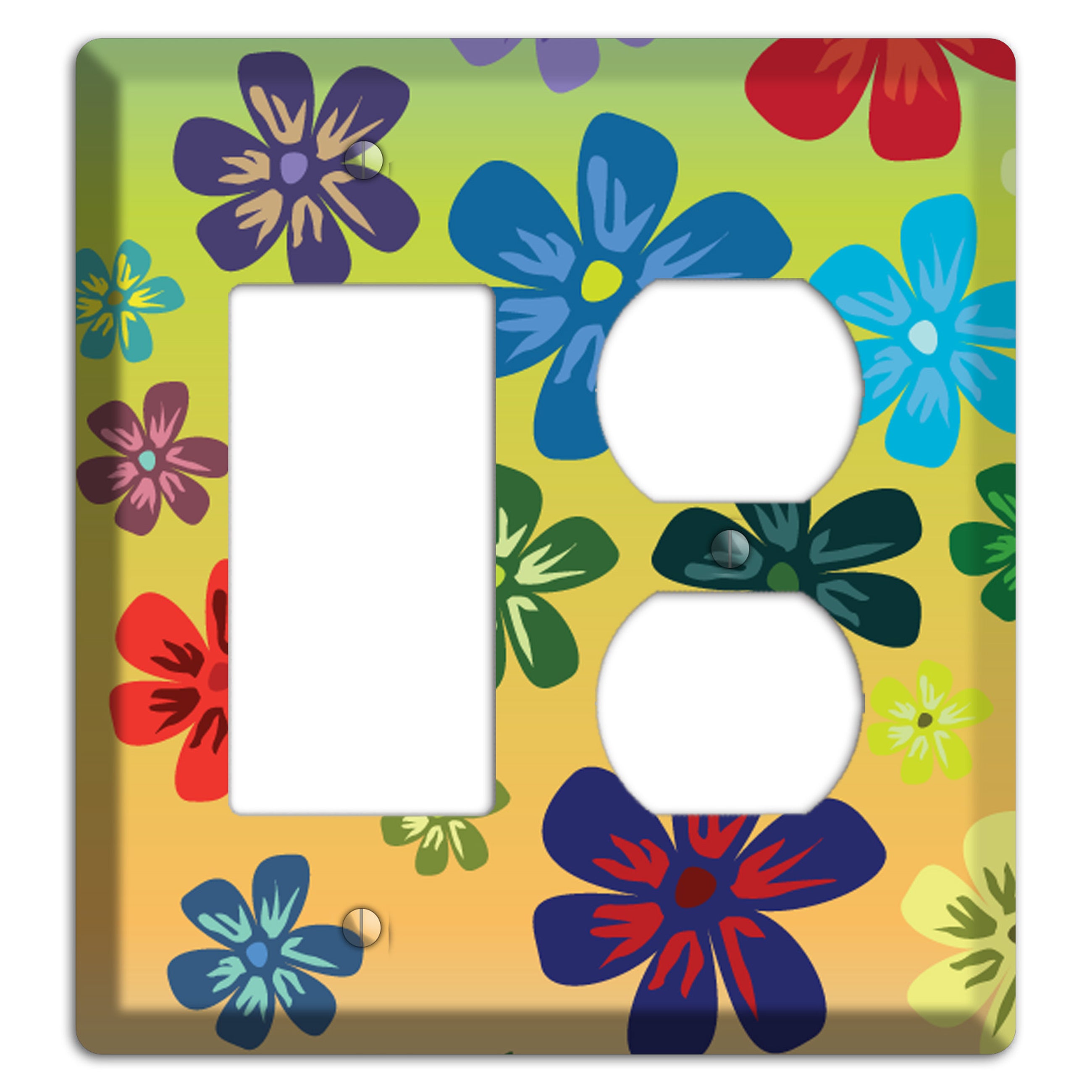 Black Flowers Rocker / Duplex Wallplate