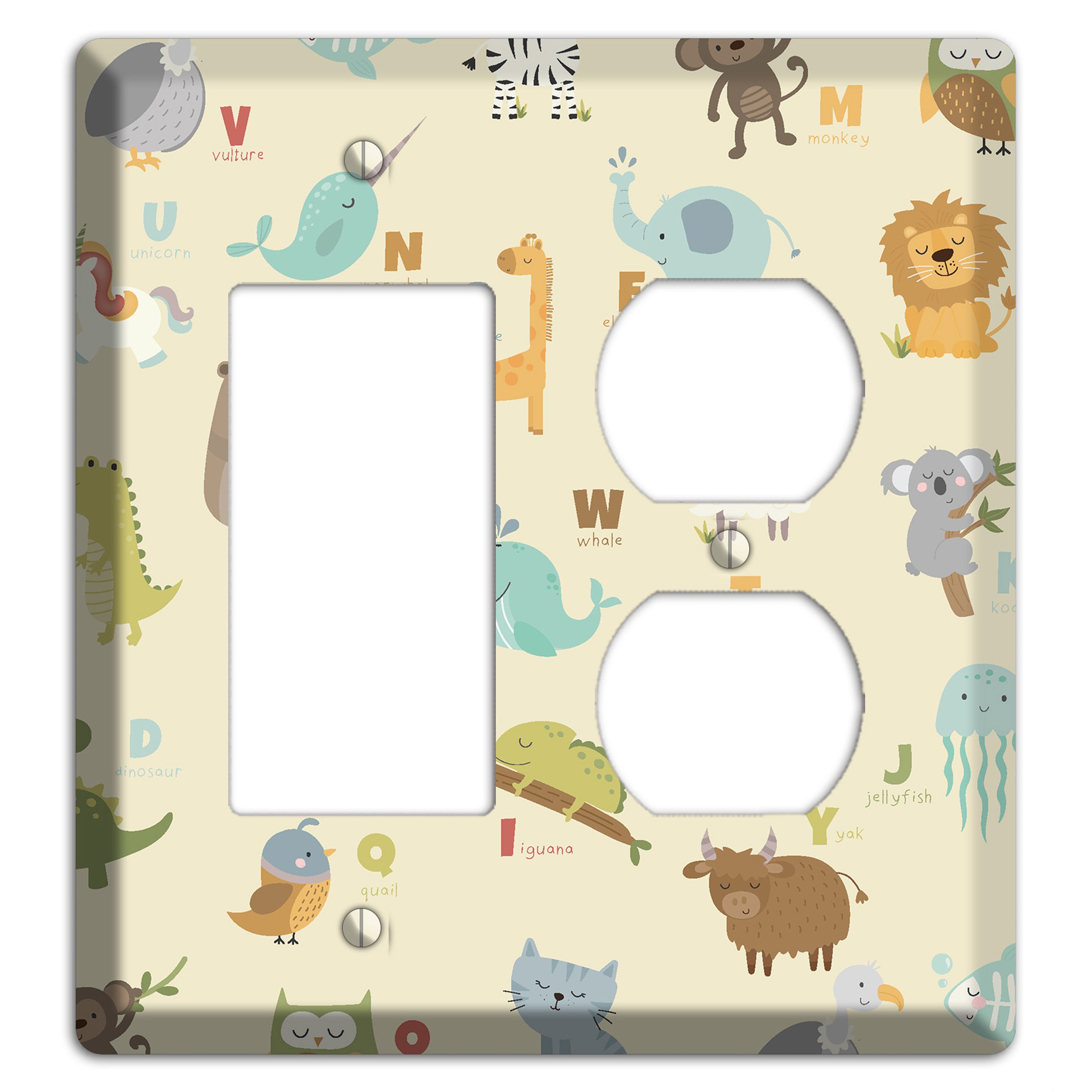 Animal Alphabet 2 Rocker / Duplex Wallplate