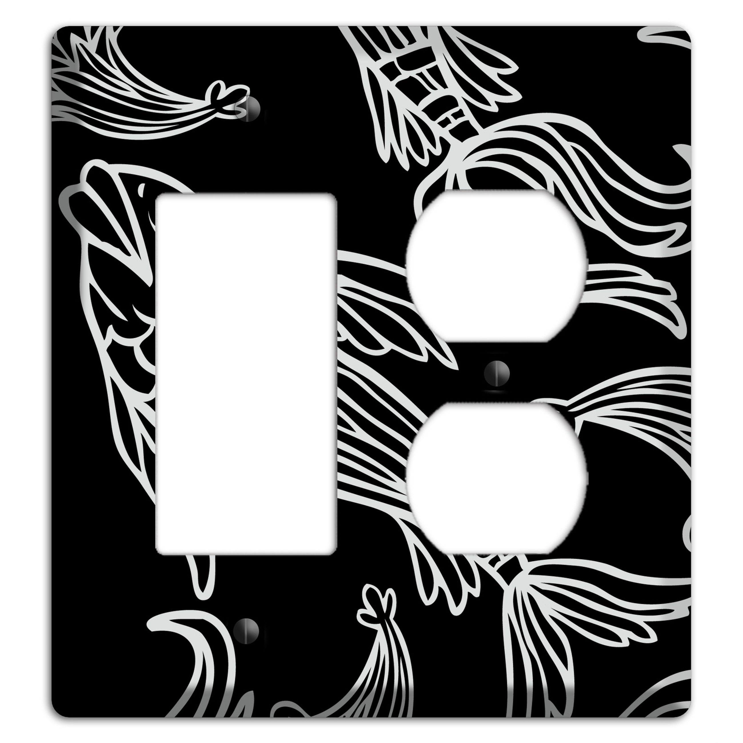 Black and White Koi Rocker / Duplex Wallplate