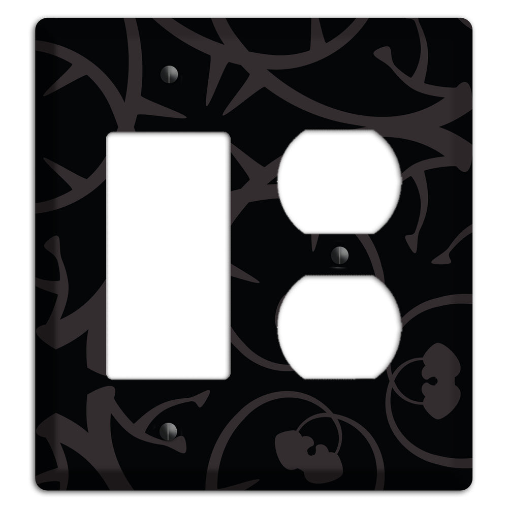 Black with Grey Abstract Swirl Rocker / Duplex Wallplate