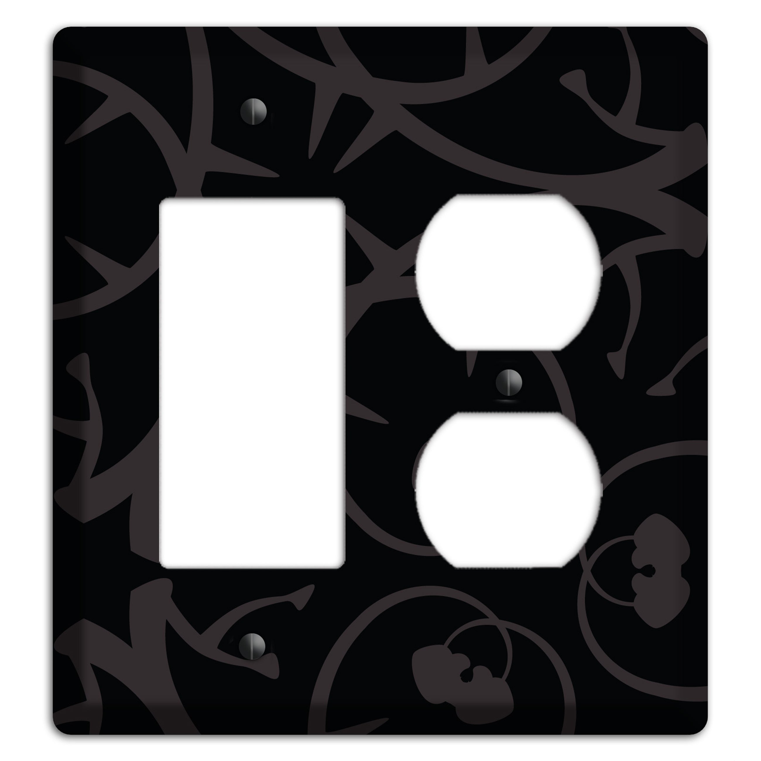 Black with Grey Abstract Swirl Rocker / Duplex Wallplate