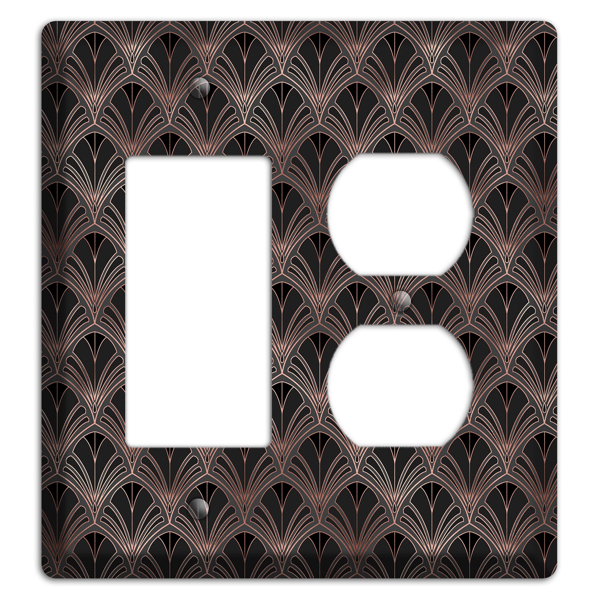 Black and Rose Deco Rocker / Duplex Wallplate