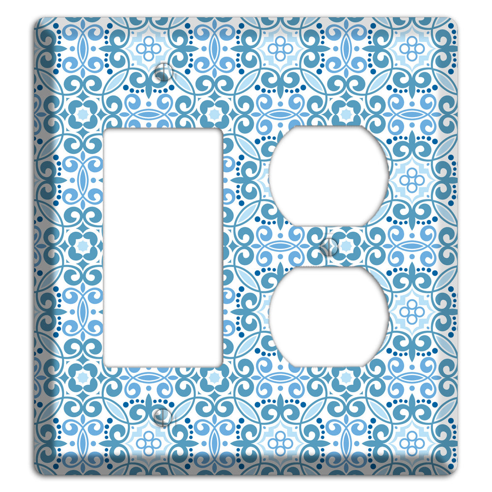 Multi Blue Foulard Rocker / Duplex Wallplate